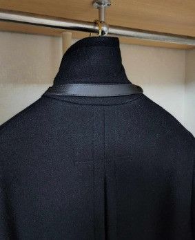 Tom Ford o1sm1stk0124 Leather Trim Double Pea Coat in Black Size US M / EU 48-50 / 2 - 6 Thumbnail