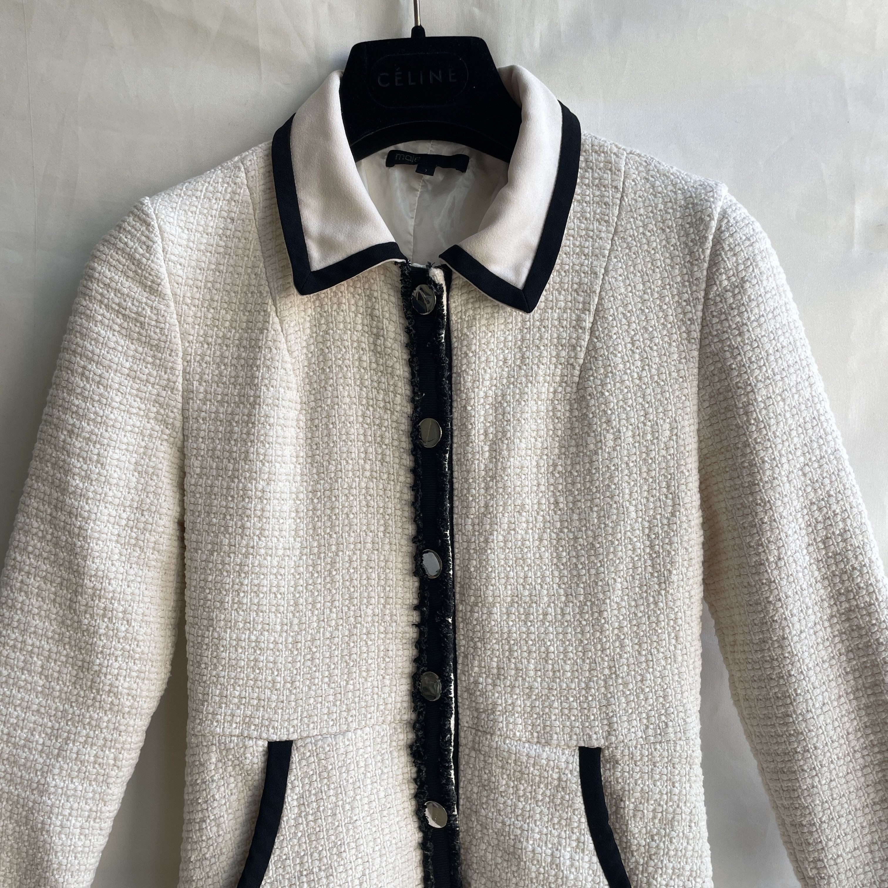 Maje Maje Loelia Ecru Boucle Tweed Coat Size 1 Size XS / US 0-2 / IT 36-38 - 5 Thumbnail