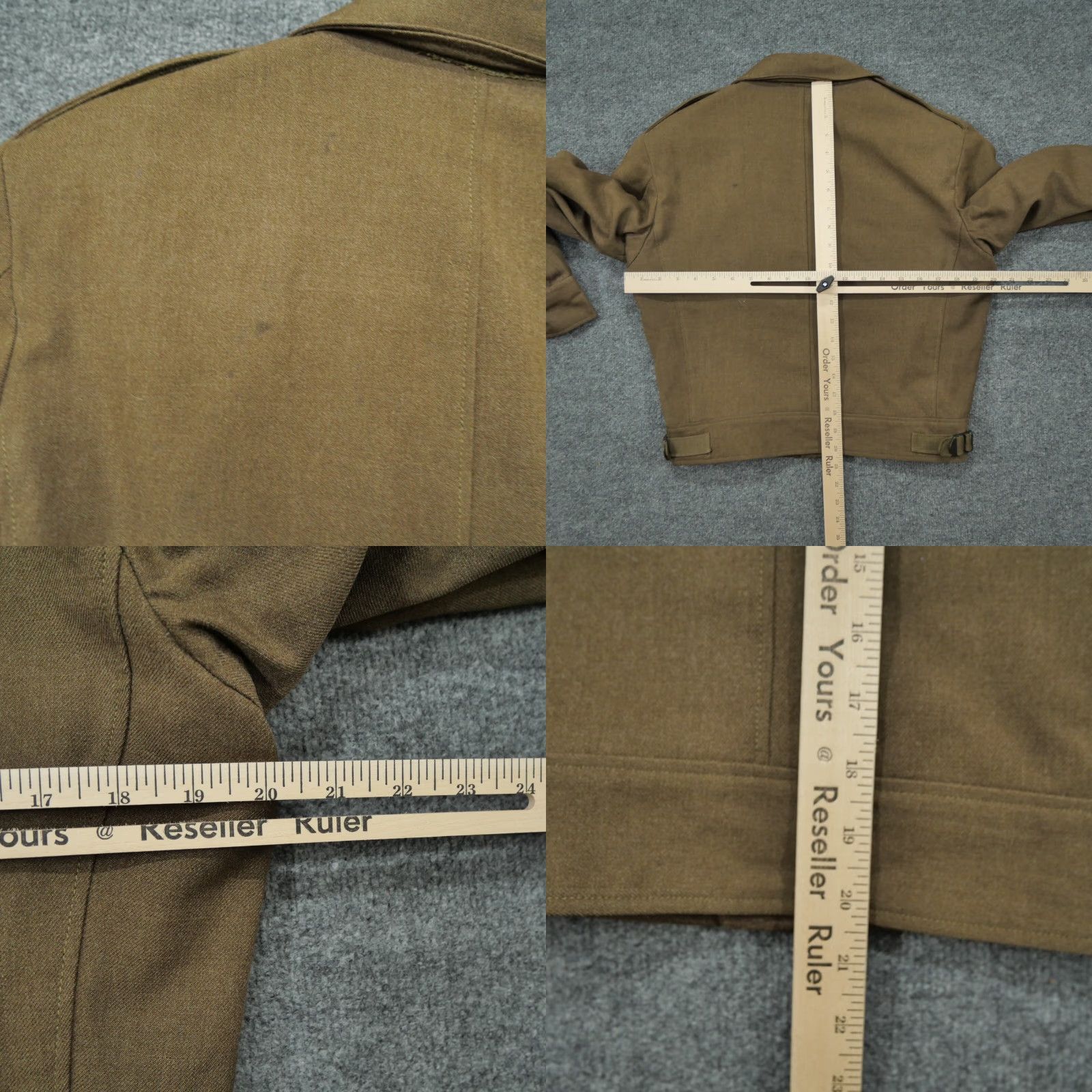 Vintage VINTAGE Franklin Clothes Jacket Mens 36 Wool Army Bomber Blue Green Brown 40s - Zip Pockets Collared Solid Army Theme 1940s Mens Jacket Size US XXS / EU 40 - 8 Thumbnail