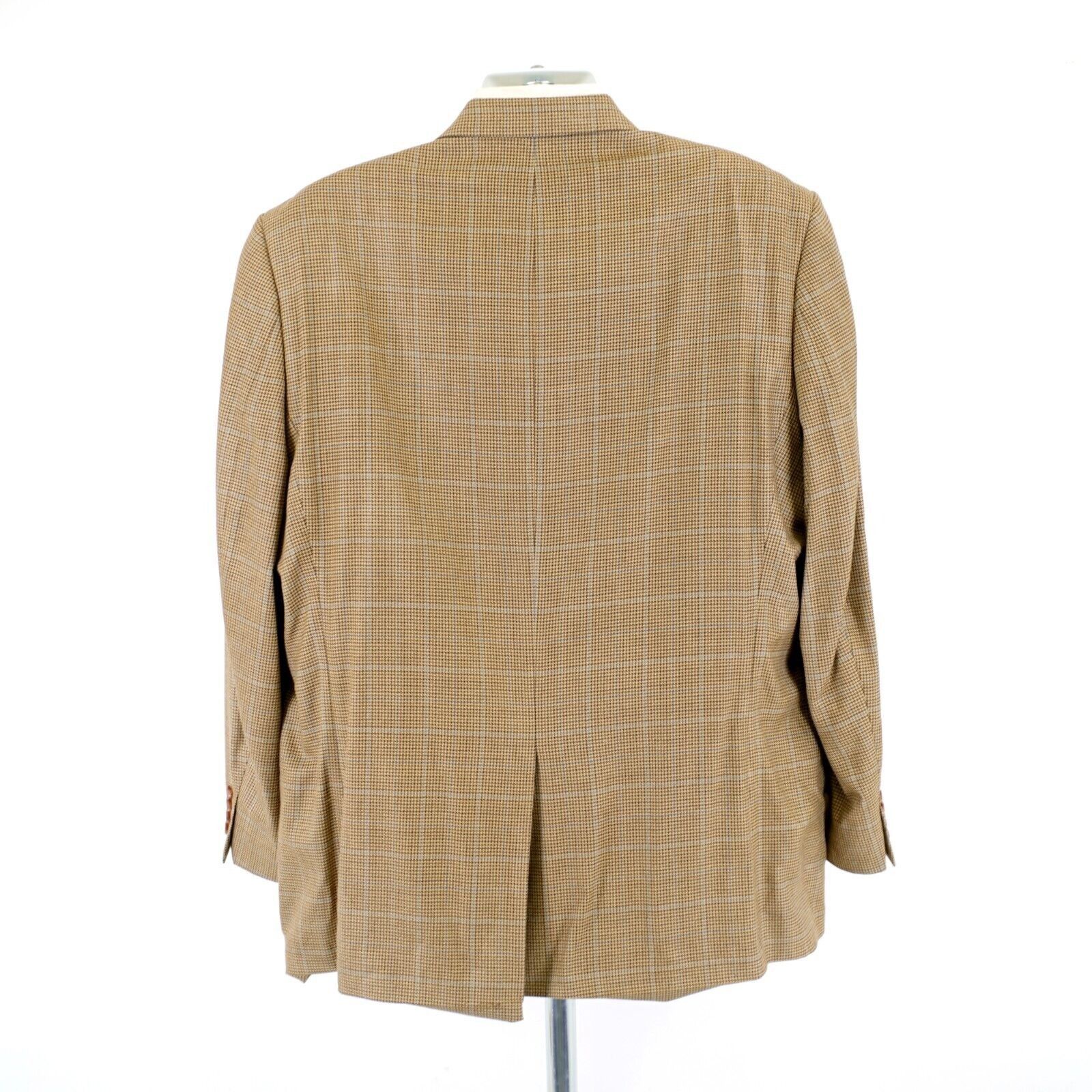 Lauren Ralph Lauren Lauren Ralph Lauren Wool Silk Brown Tan Hounstooth W/ Blue W Size 48L - 6 Thumbnail