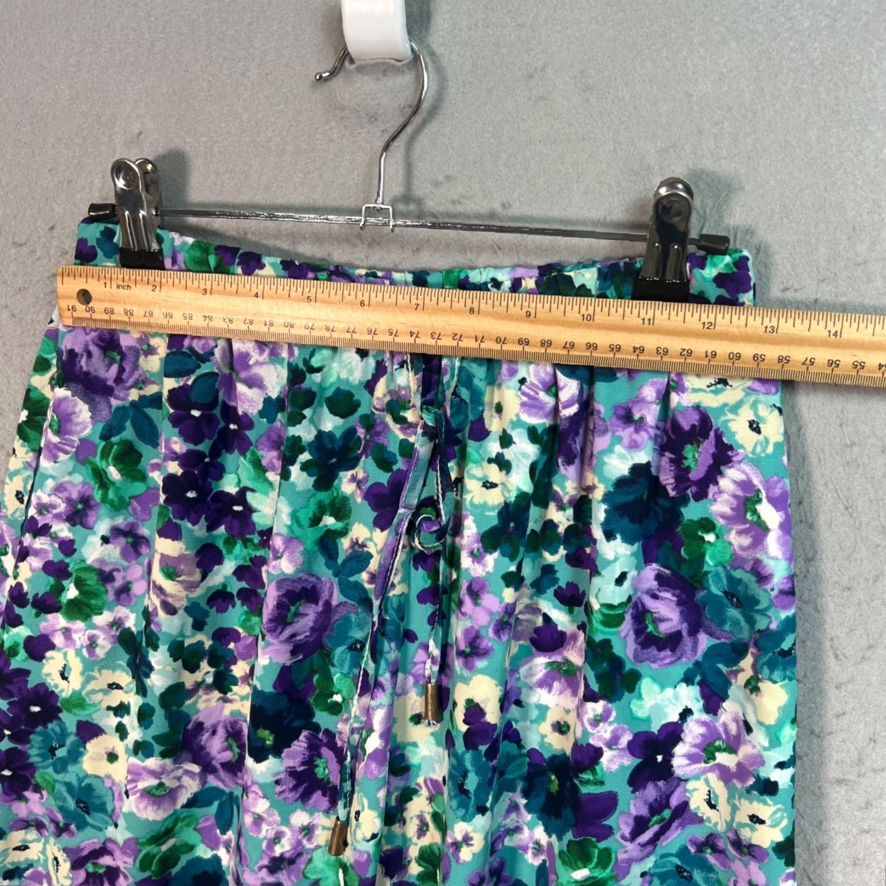 Vintage VIE TA VIE Paris Floral Print Pants Polyester Womens Size 2 - Purple Wide-Leg Ankle 28in Inseam 26in Waist Vintage/Used Size 26" / US 2 / IT 38 - 5 Thumbnail