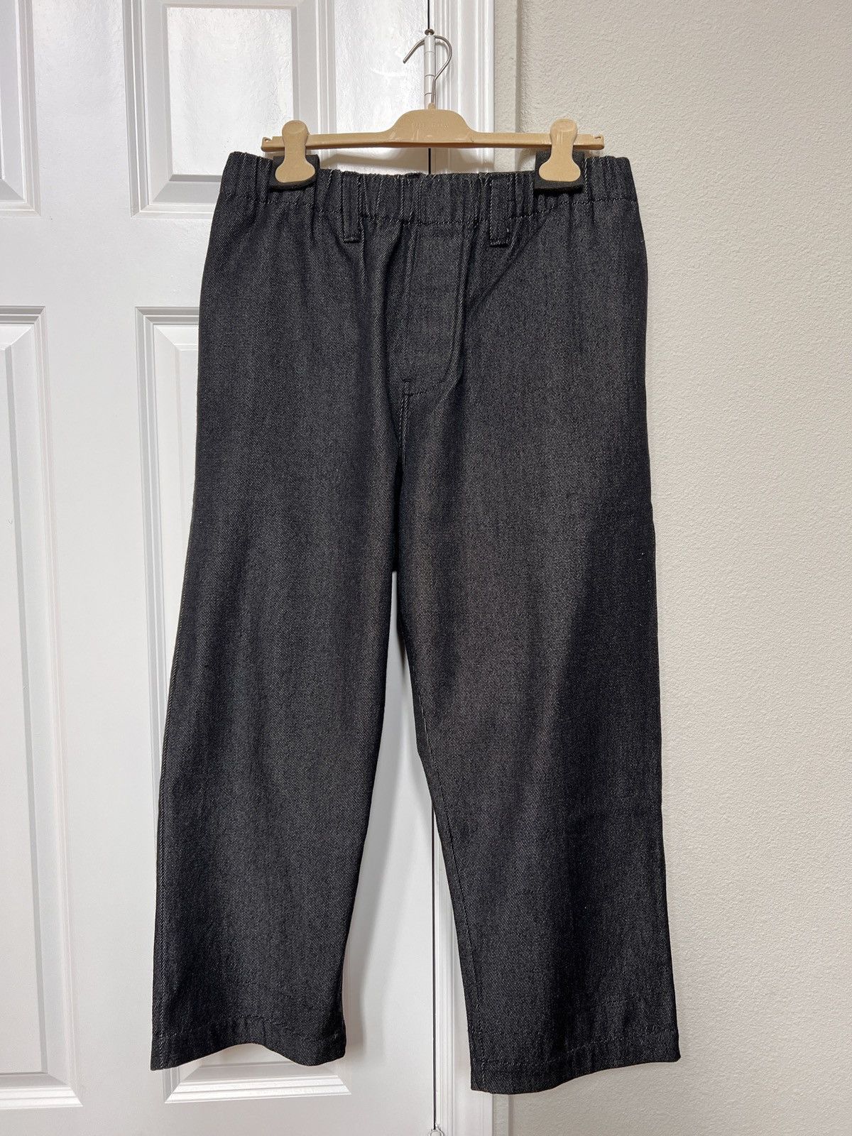 image of Evan Kinori Wool Cotton Elastic Pant Large in Indigo, Men's (Size 34)