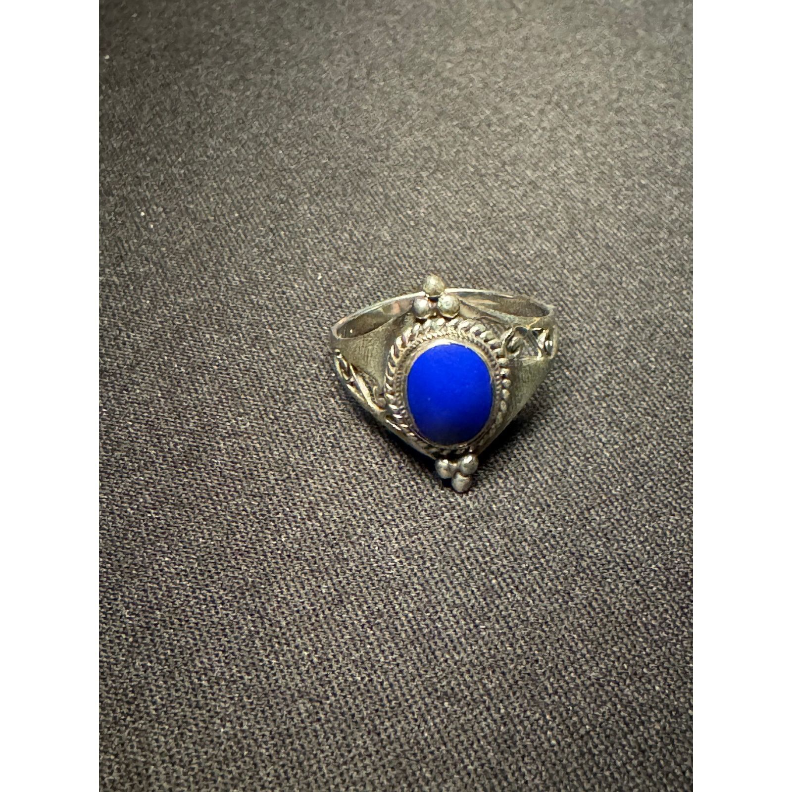 Other 925 Sterling Silver Lapis Size 8 Filagree Ring Size ONE SIZE - 3 Thumbnail