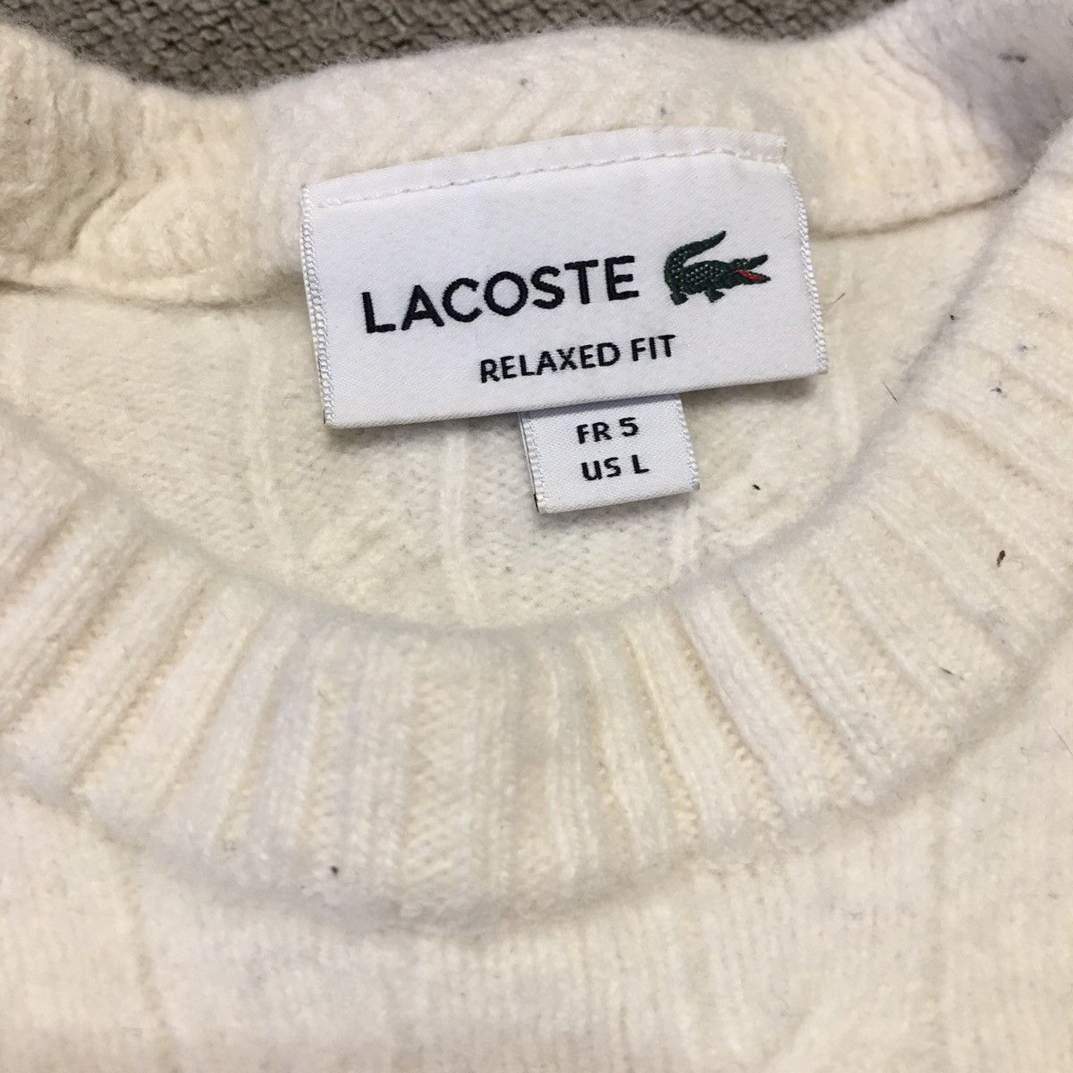 Lacoste Lacoste White Wool Knit Pullover Sweater Size L Size L / US 10 / IT 46 - 8 Thumbnail
