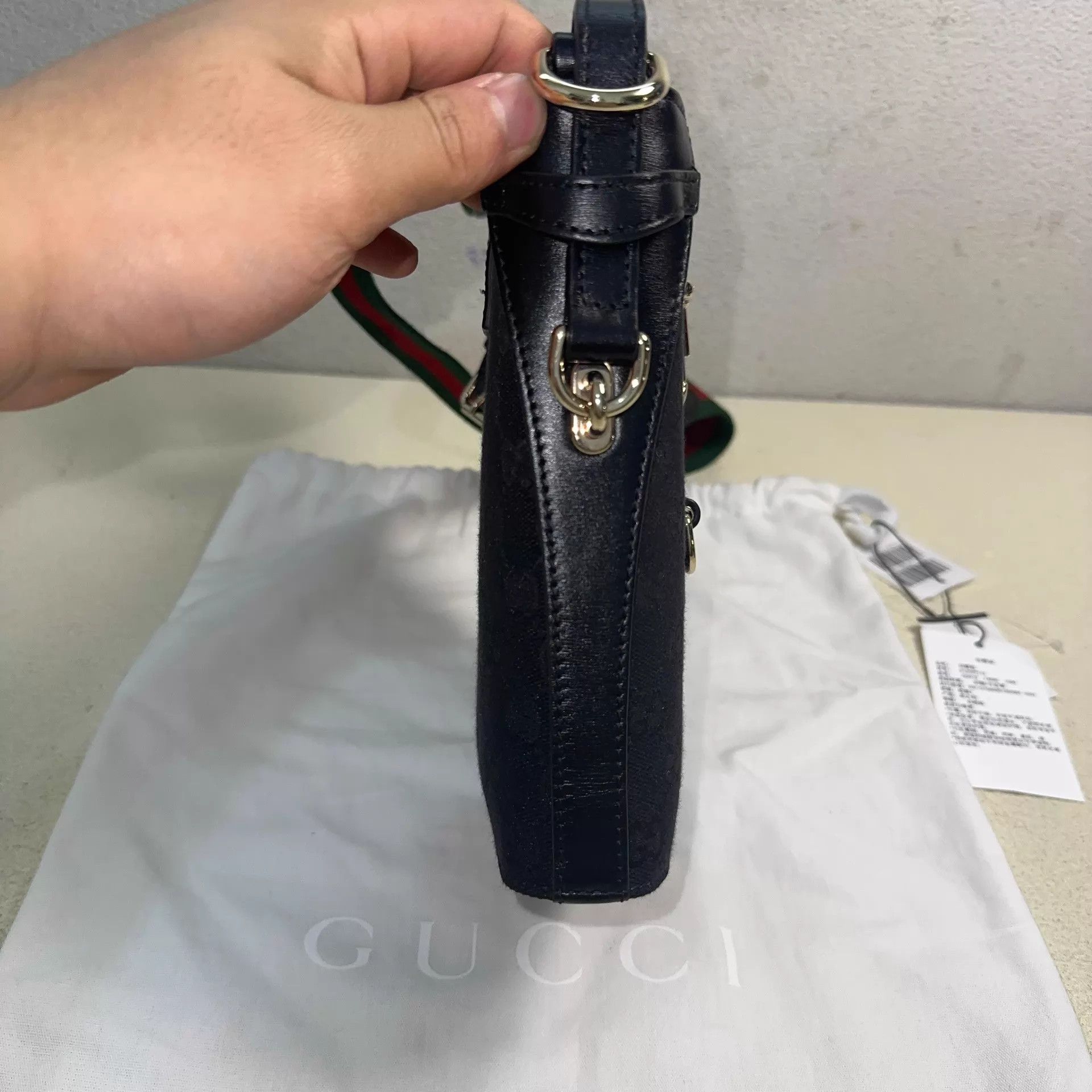 Gucci GUCCI Mini Bucket Bag Black Canvas Leather Trim Size ONE SIZE - 6 Thumbnail