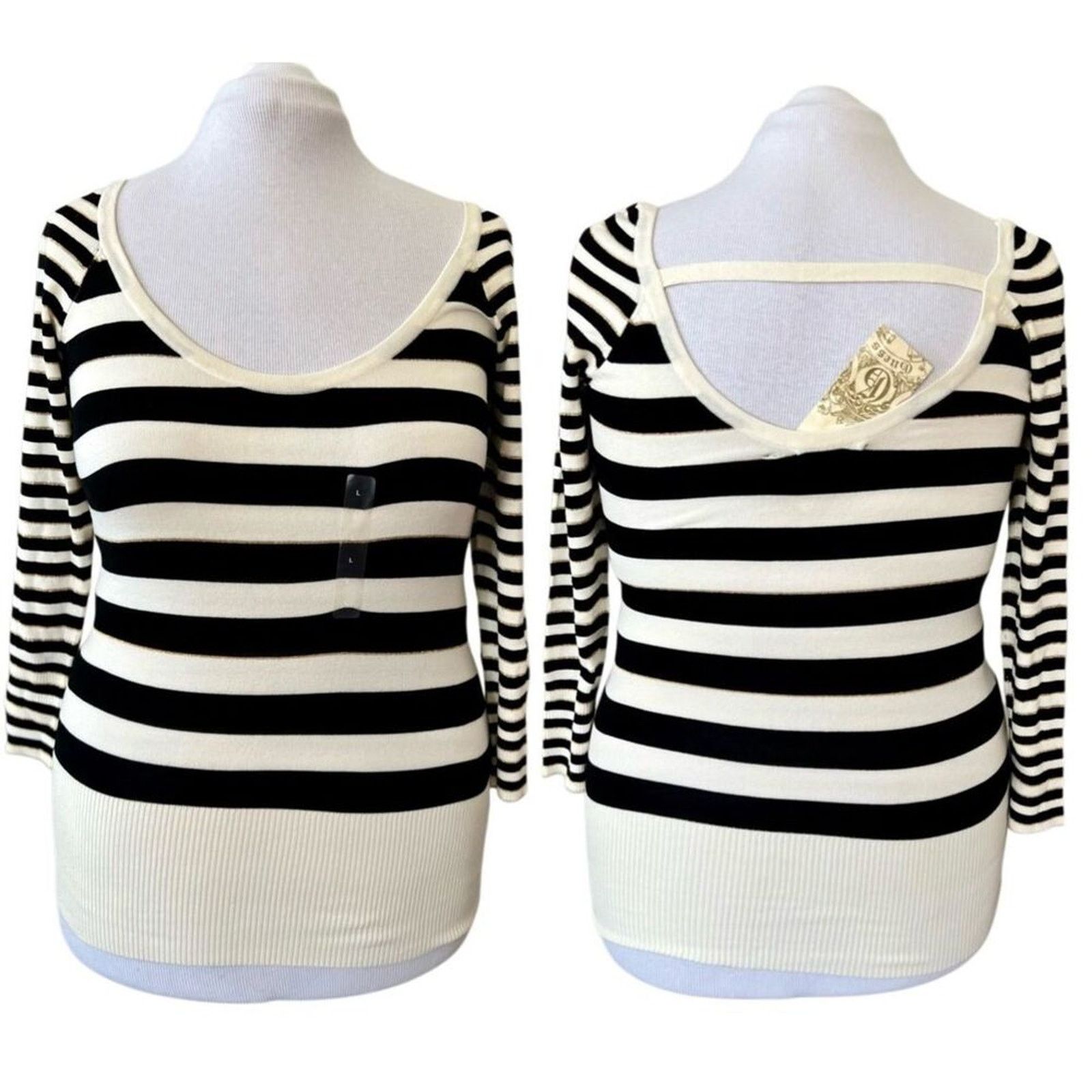Guess Guess Black White Metallic Gold Thread Long Sweater LARGE Size L / US 10 / IT 46 - 1 Thumbnail