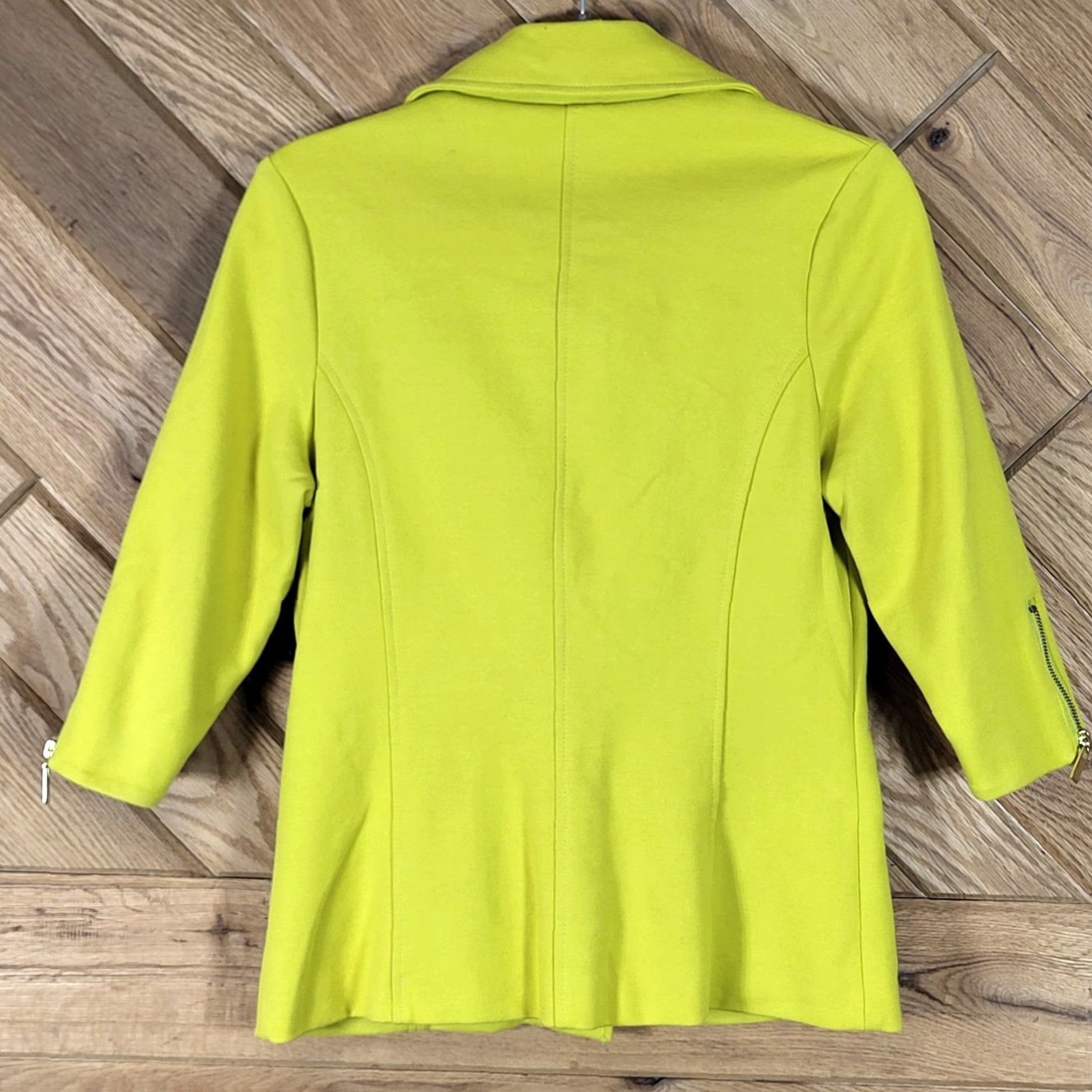 Vintage Luii Lime Green Asymmetrical Zip Jacket M Regular Women Pockets Lined 3/4 Sleeves Cotton Blend Front Zip Short Coat/Casual Basic Jacket Size M / US 6-8 / IT 42-44 - 6 Thumbnail