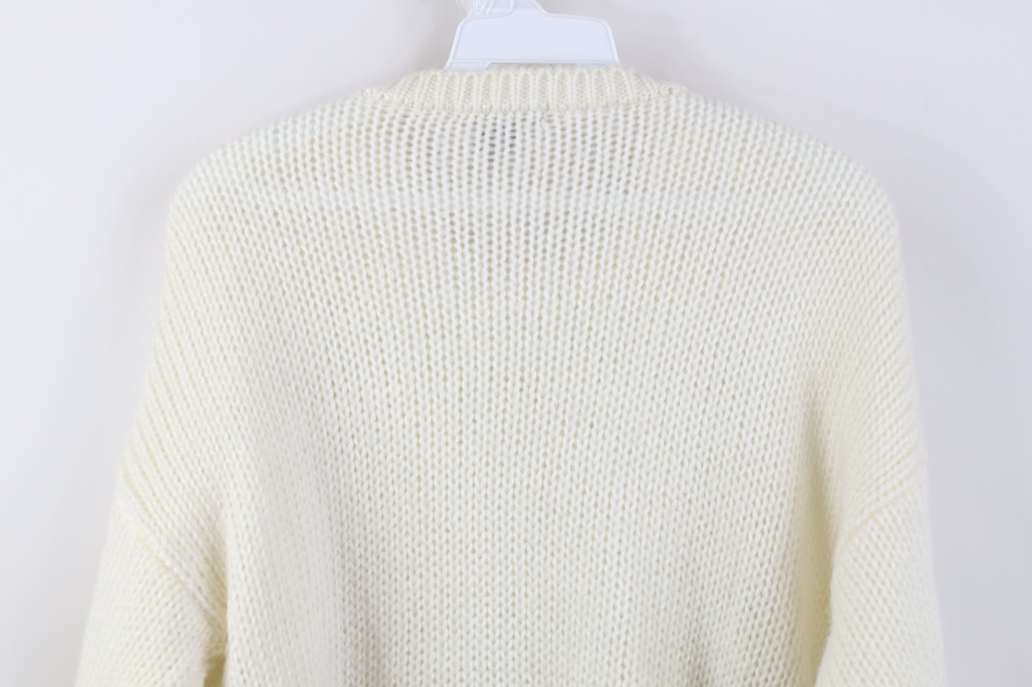 Vintage Vintage 90s Streetwear Embroidered Flower Cable Knit Sweater Size L / US 10 / IT 46 - 9 Thumbnail