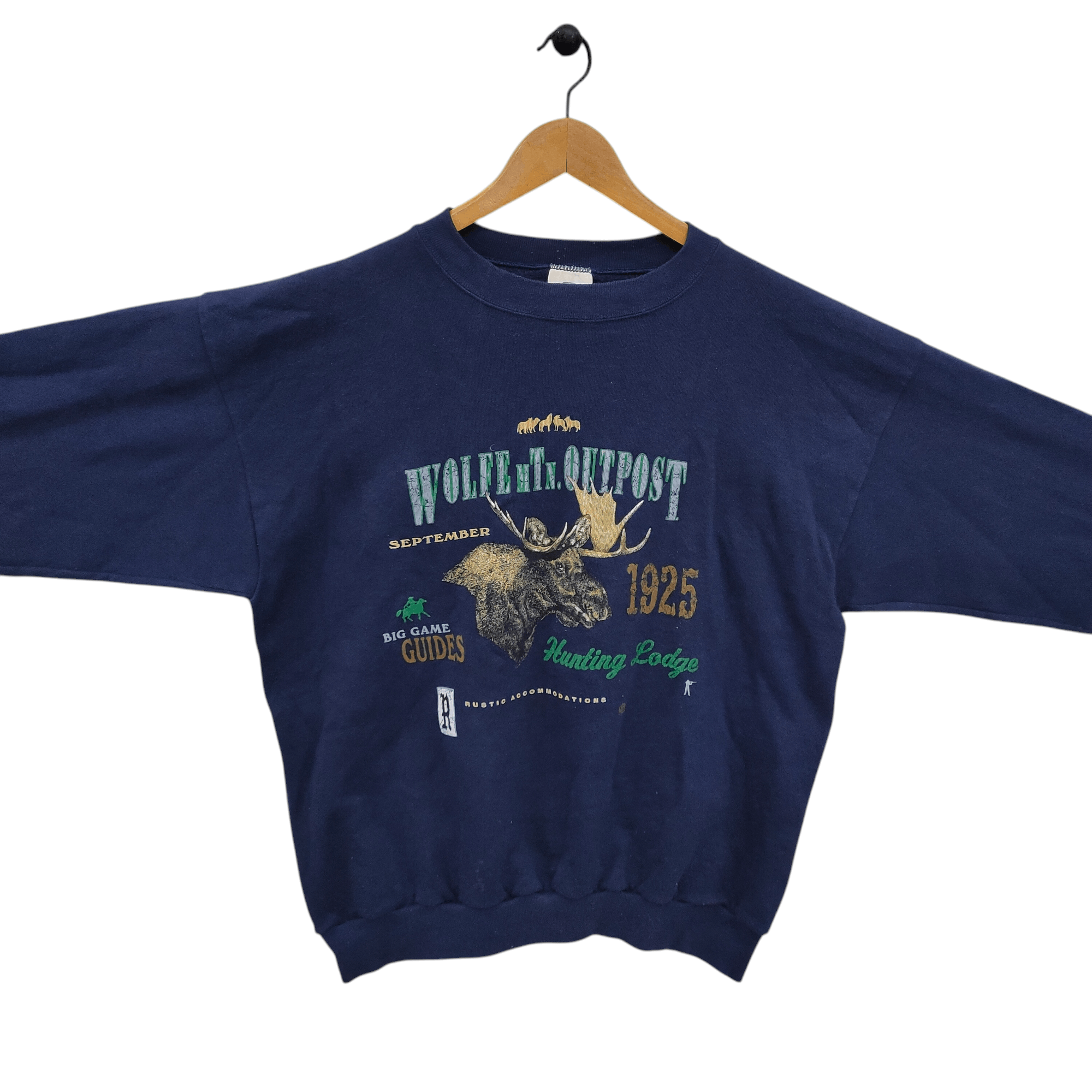 Vintage 90s Moose Lodge Crewneck Vintage Hunting Lodge Sweate Size US XL / EU 56 / 4 - 2 Thumbnail