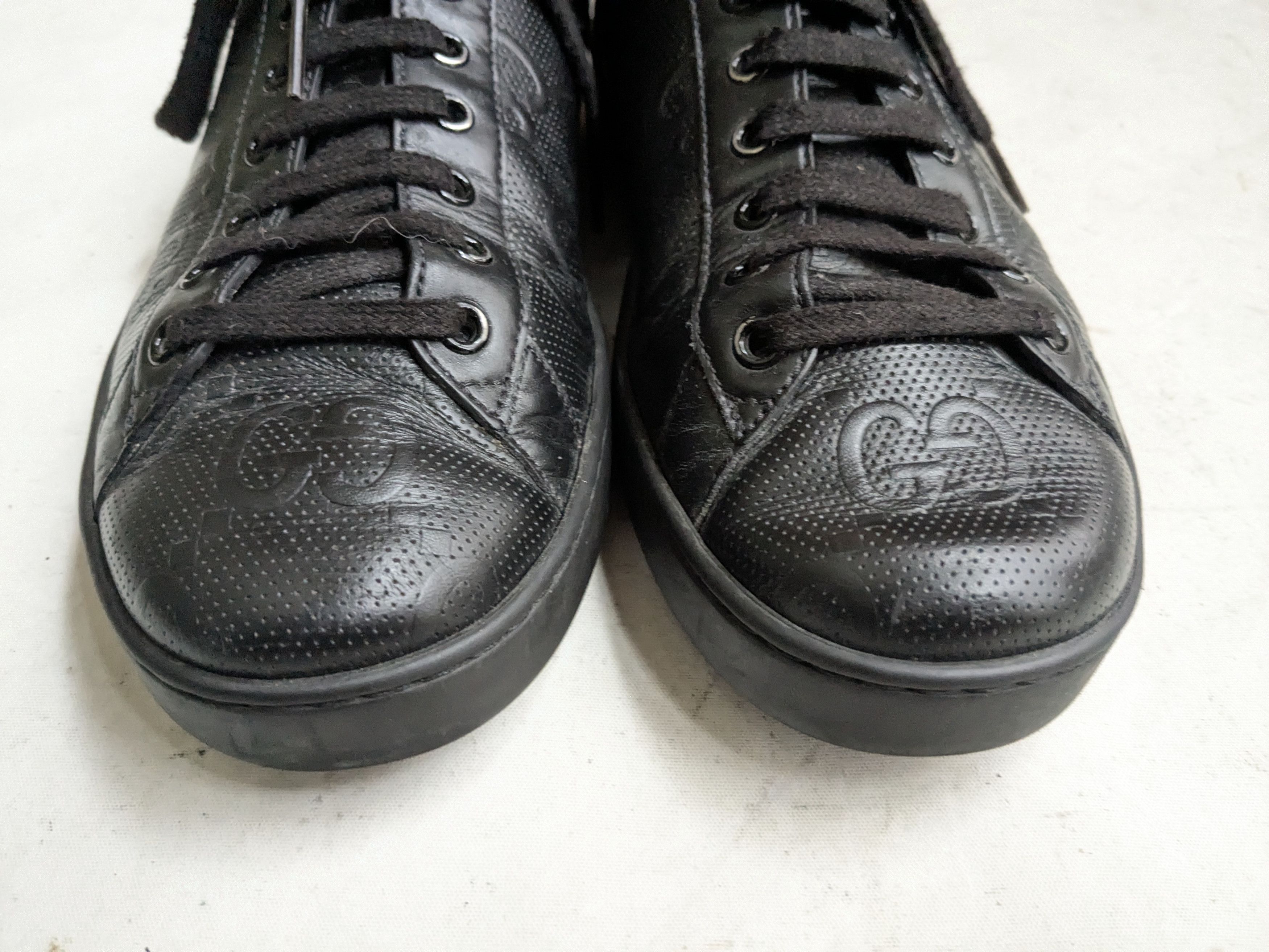Gucci Gucci Ace Sneakers 8.5 Black Leather Monogram GG Logo Size US 8.5 / EU 41-42 - 5 Thumbnail