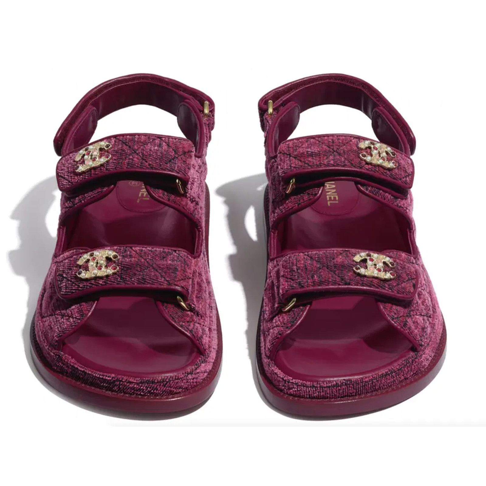 Chanel Chanel 21A Pink Velvet Denim CC Logo Mule Slide Strap Flat Size US 6 / IT 36 - 4 Thumbnail