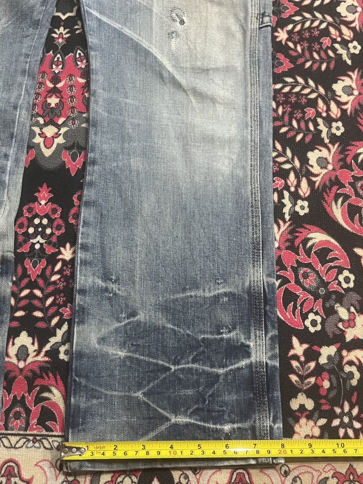 Le Grande Bleu (L.G.B.) Japanese Brand Bartack Cinch Back Whisker Blue Washed Jeans Size US 34 / EU 50 - 16 Thumbnail