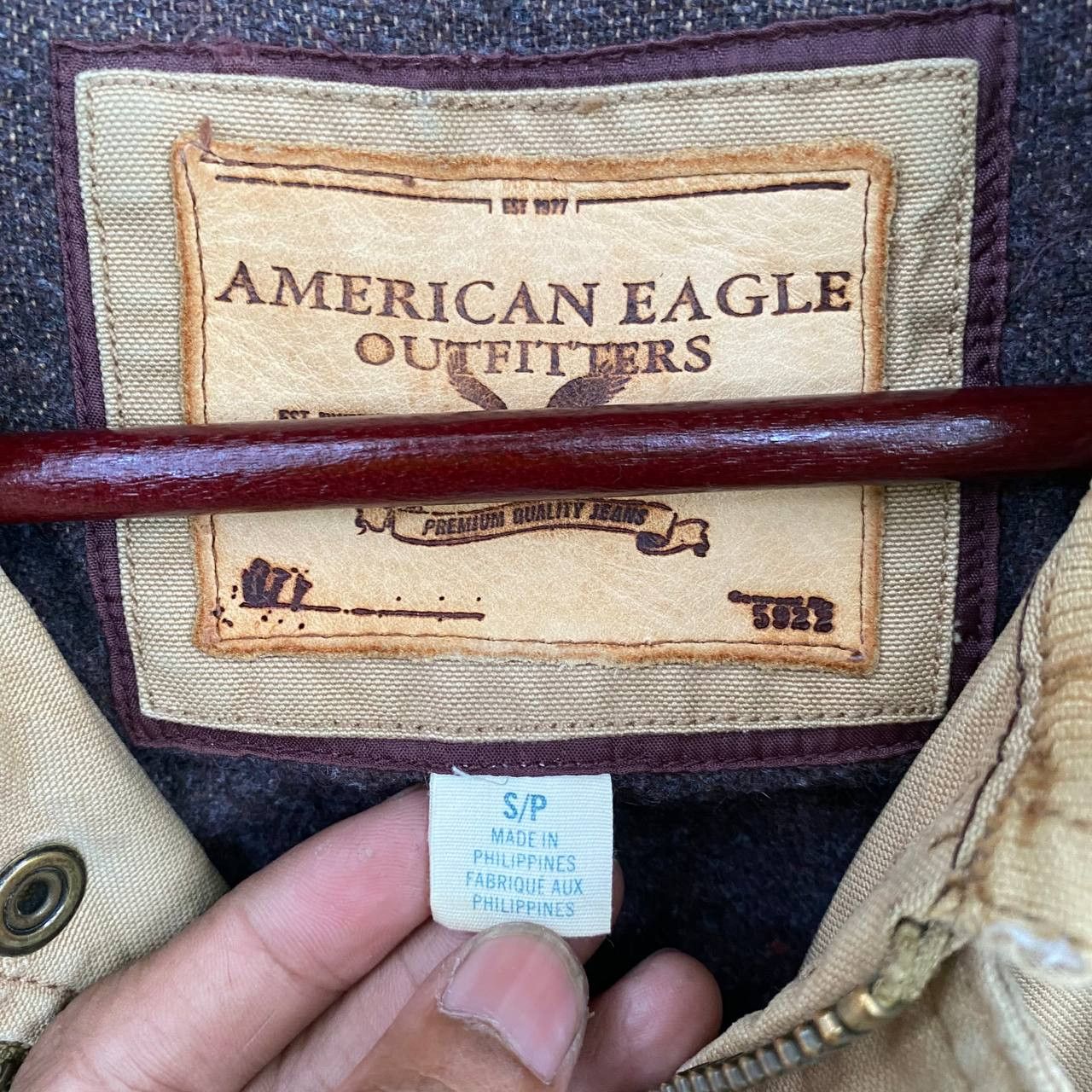 American Eagle Outfitters × Vintage Y2k American Eagle Outfitters Distressed Tan Jacket Size US M / EU 48-50 / 2 - 3 Thumbnail