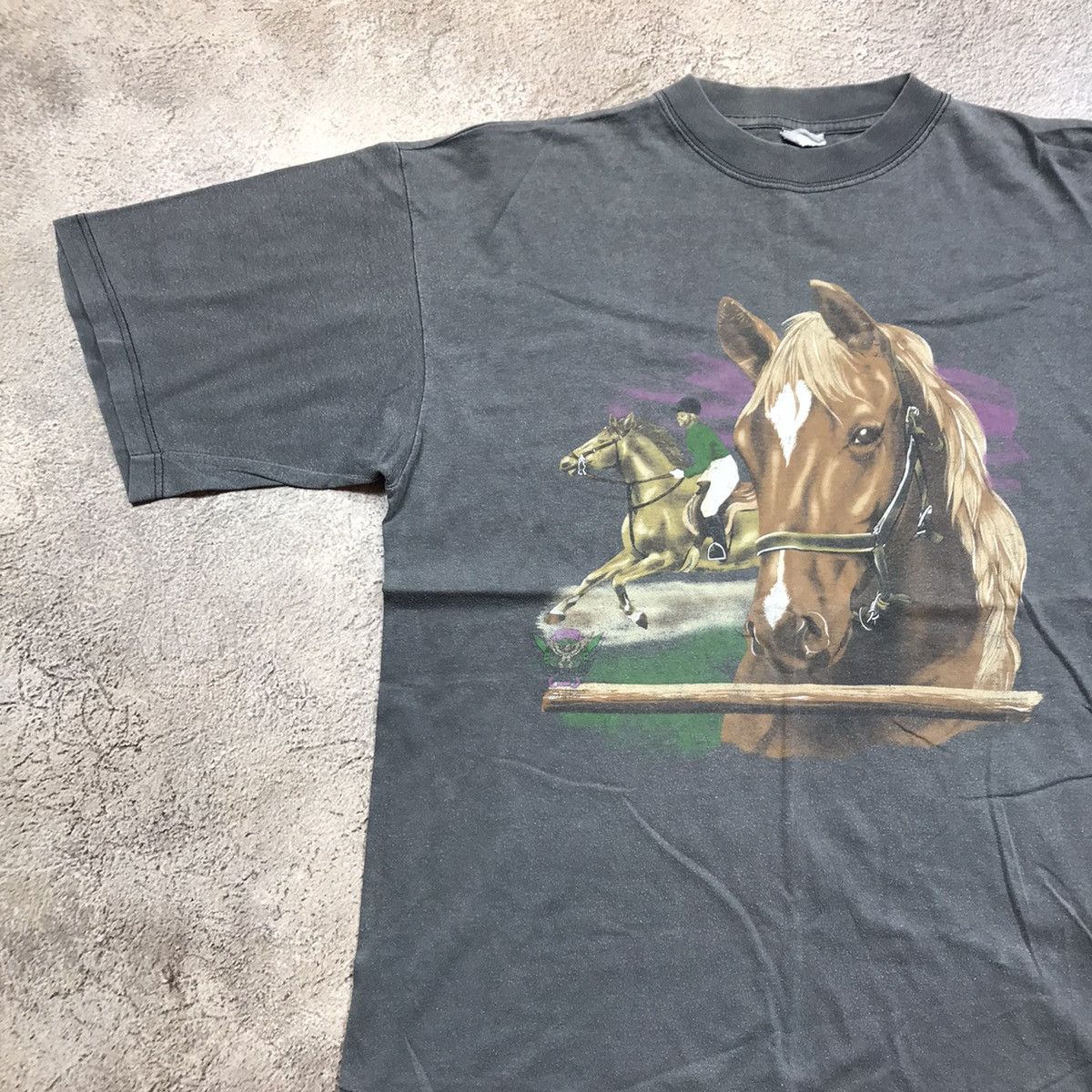 Vintage Vintage 90s Sun Faded Graphic Tee Horse Print Skater Slim XL Size US XL / EU 56 / 4 - 2 Thumbnail
