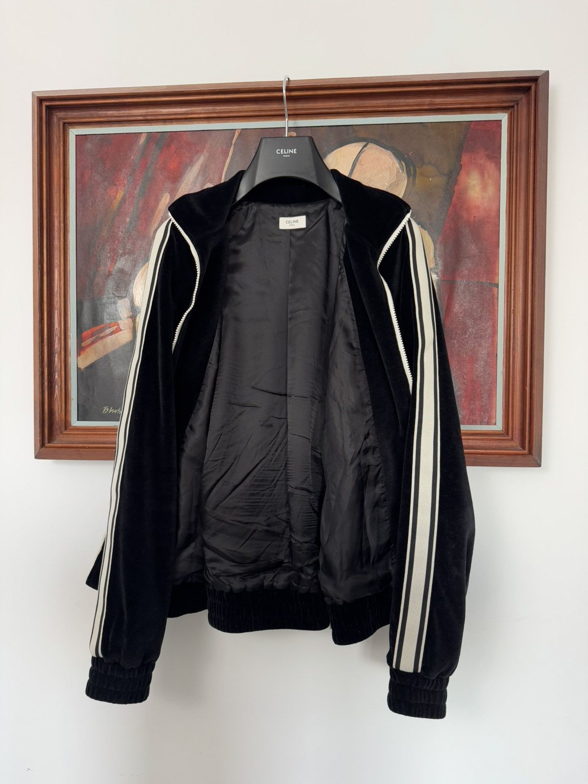 Celine Celine Track Jacket Velour Zip Up Black Designer Sweatshirt Size US M / EU 48-50 / 2 - 4 Thumbnail