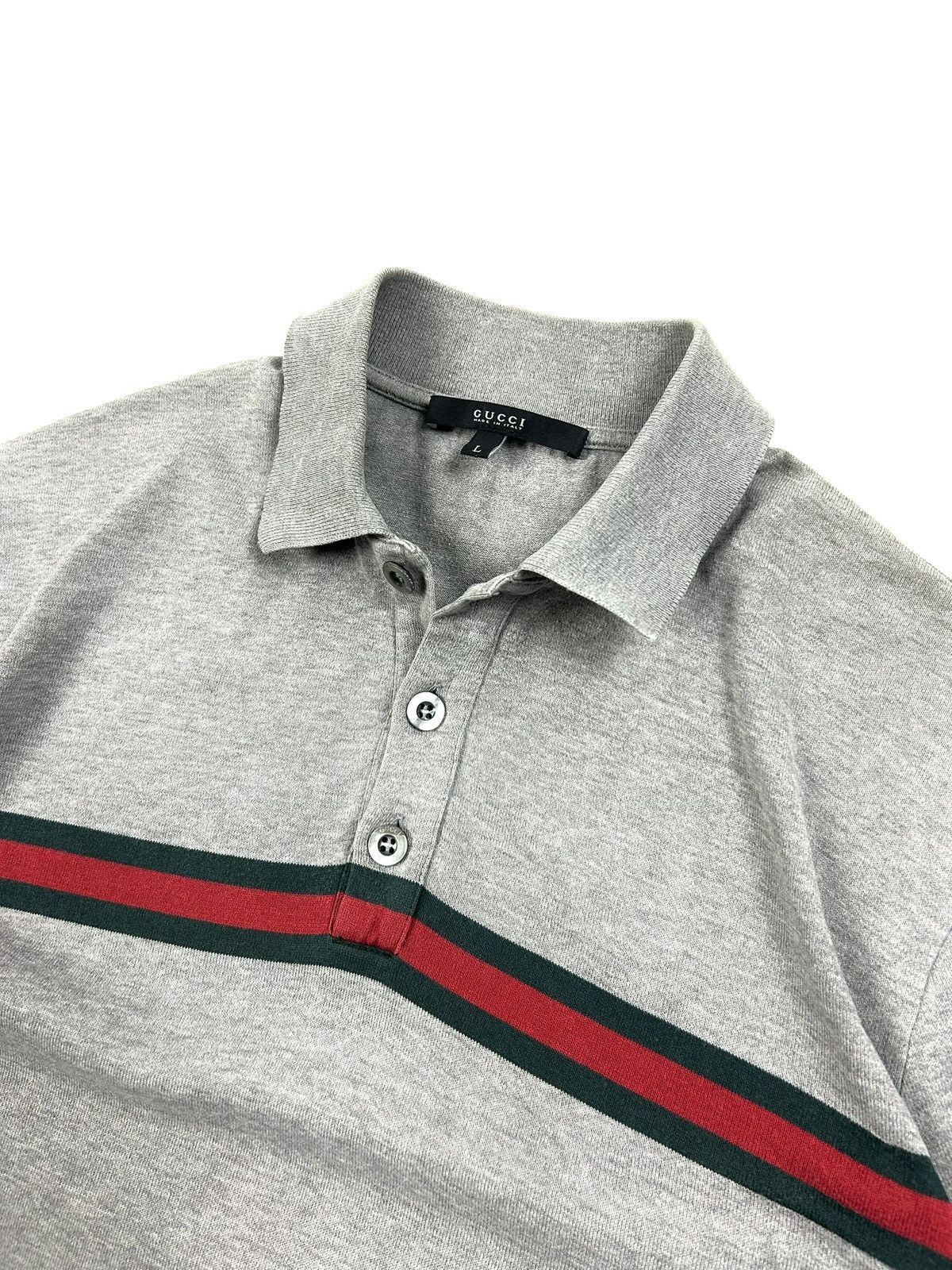 Gucci Vintage Gucci Grey Polo Shirt Women's Red Green Stripe L Size L / US 10 / IT 46 - 6 Thumbnail
