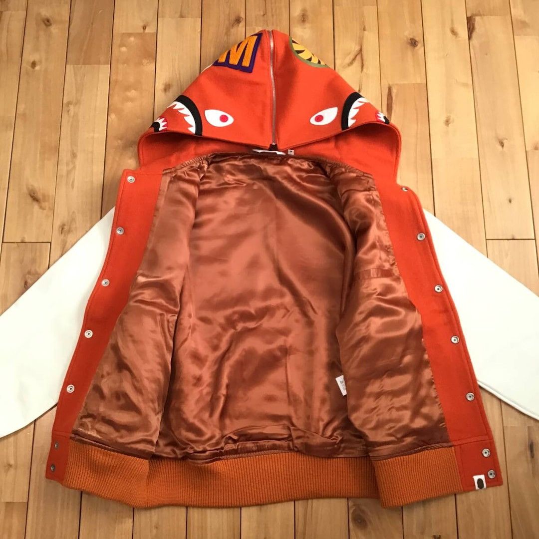 Bape × Nigo BAPE sleeve leather shark hoodie varsity jacket APE NIGO Size US M / EU 48-50 / 2 - 8 Thumbnail