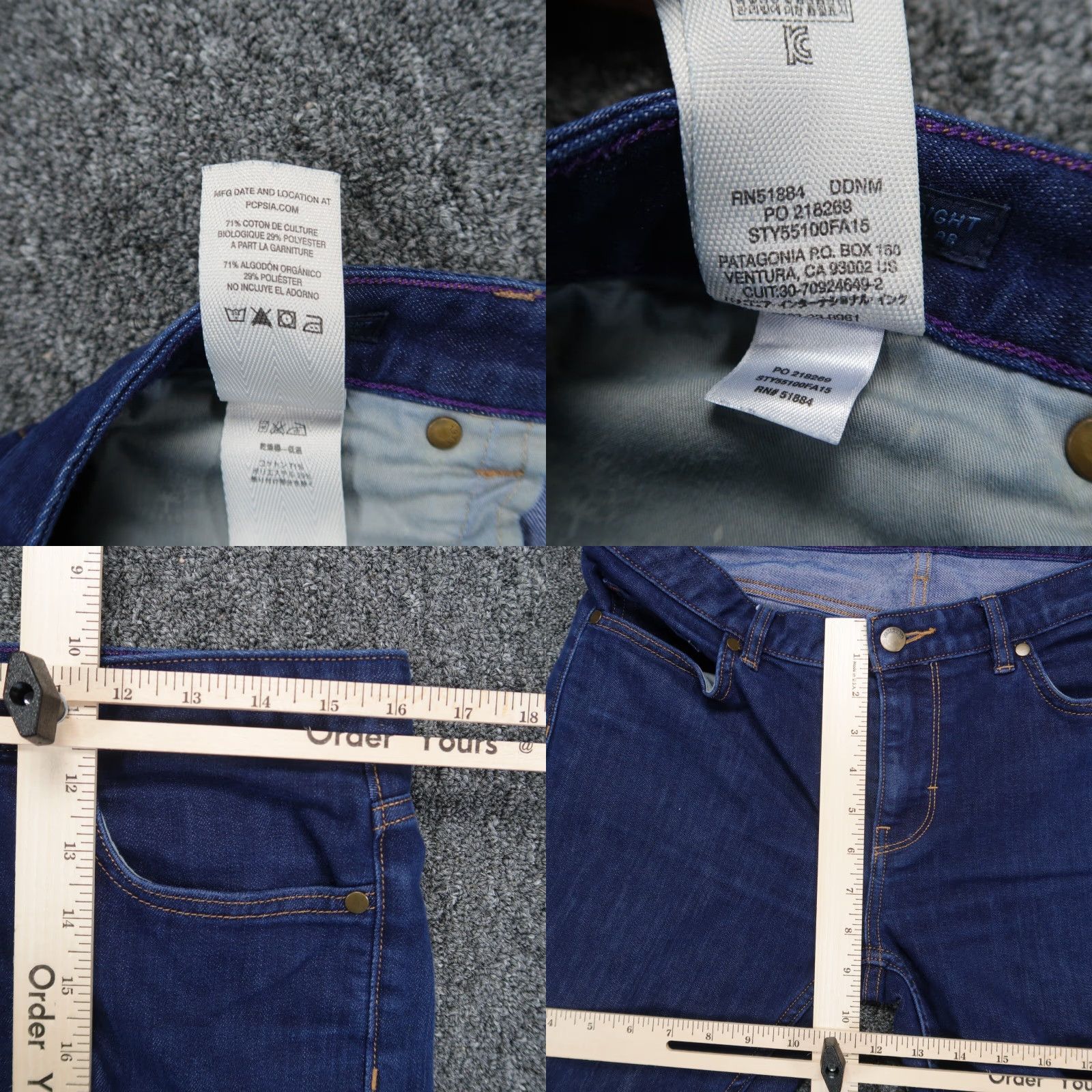 Patagonia Patagonia Jeans Womens 32x32 Blue Straight 5 Pocket Dark Wash Denim Jeans Size 24" / US 00 / IT 34 - 8 Thumbnail