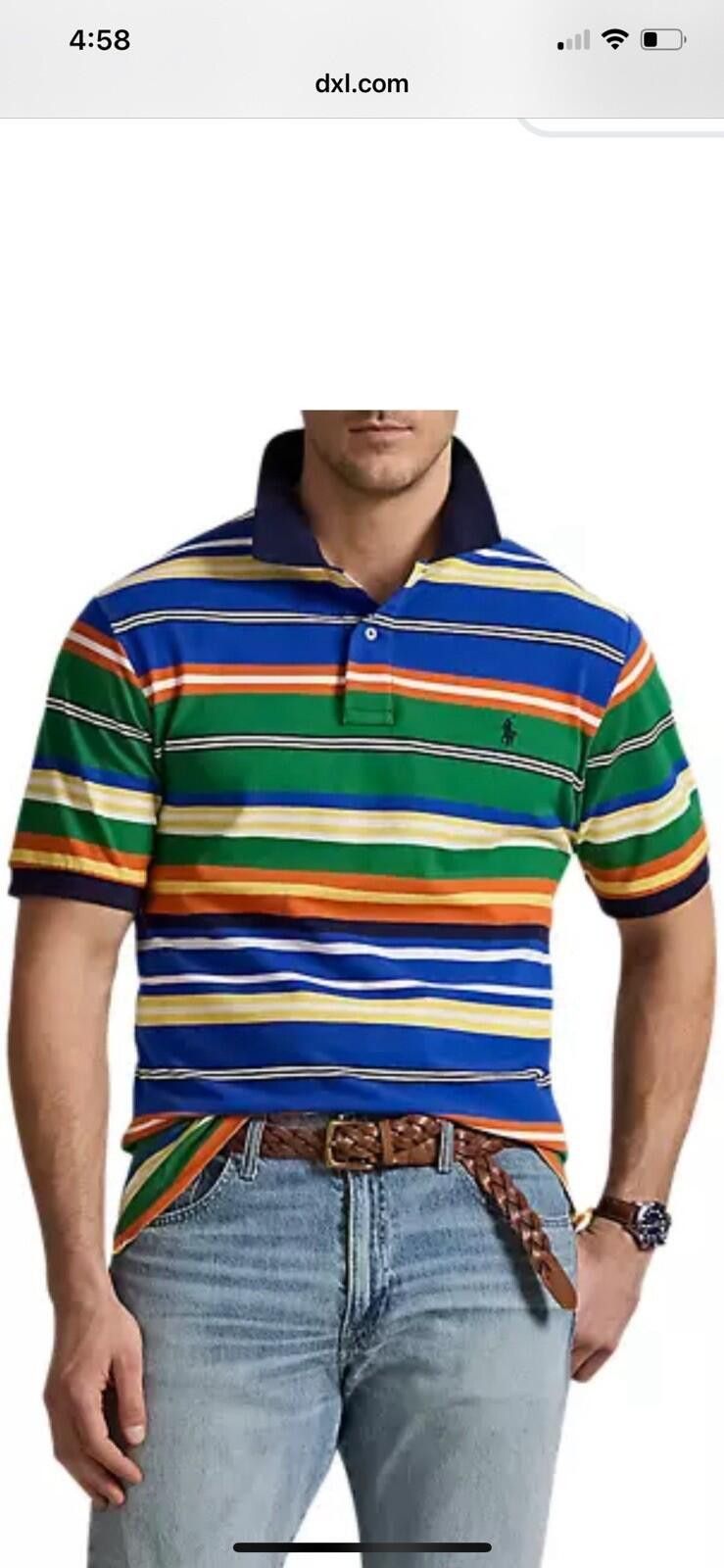 Polo Ralph Lauren Men’s extra large tall polo Ralph Lauren striped mesh polo Size US XL / EU 56 / 4 - 1 Thumbnail