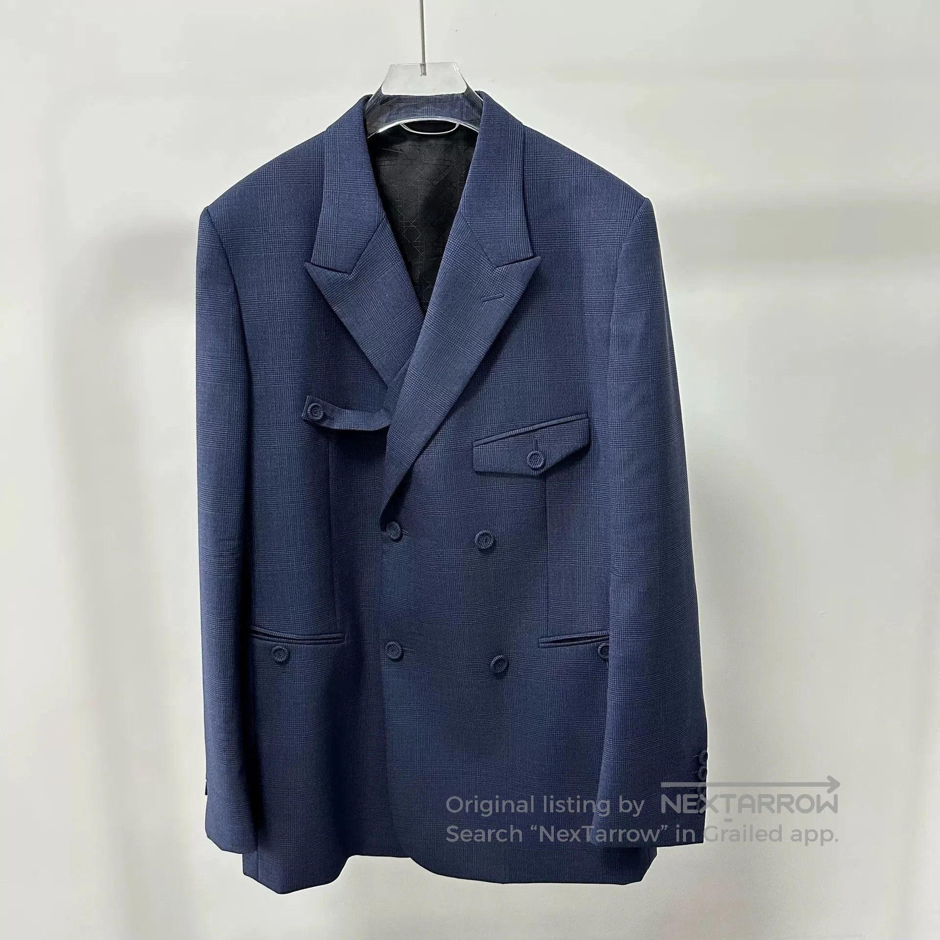 Dior Dior Navy Plaid Double-Breasted Peak Lapel Suit. Size US M / EU 48-50 / 2 - 1 Thumbnail