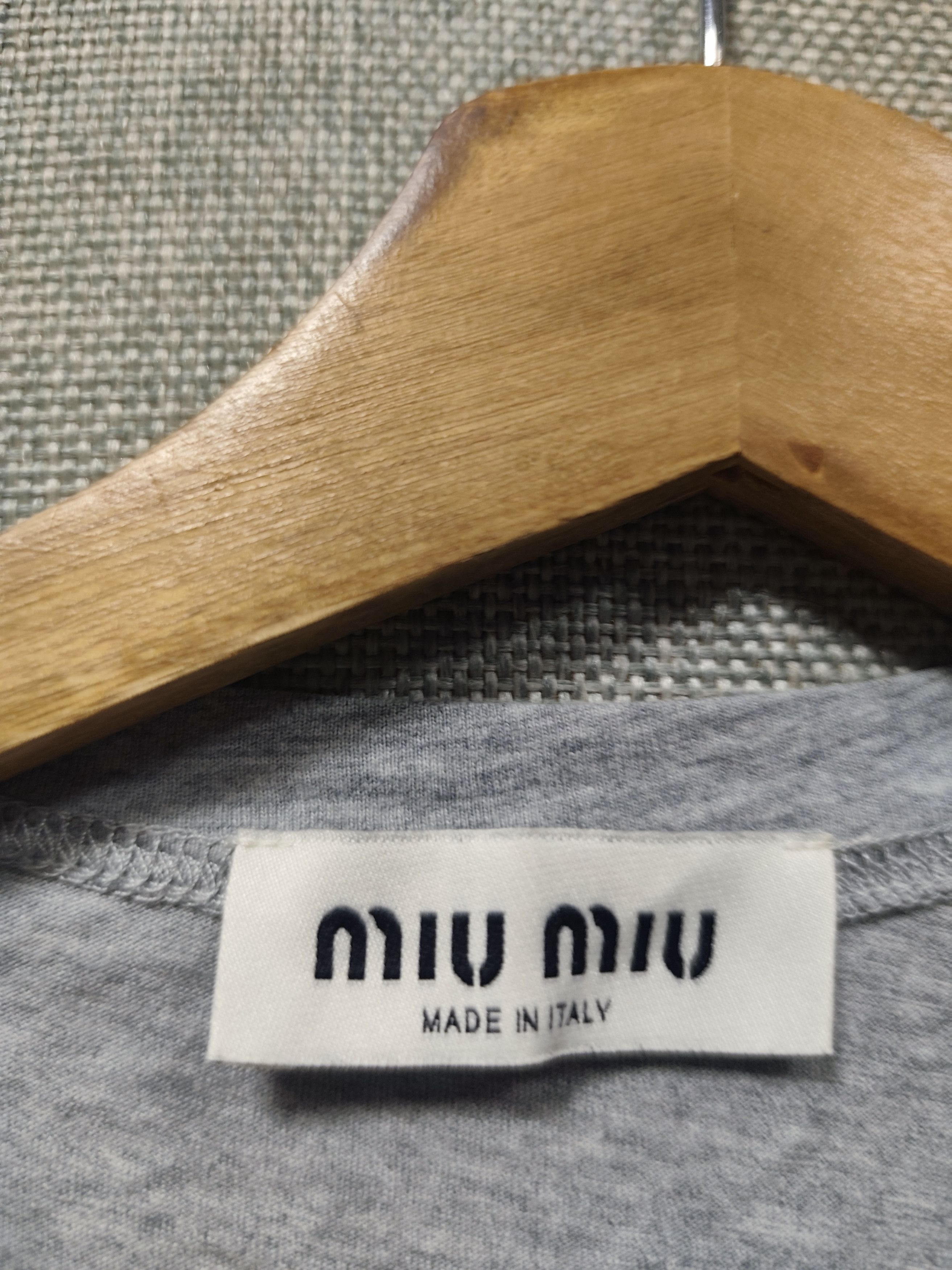 Miu Miu Miu Miu Logo Appliqué Cropped Tee - Heather Grey Size L / US 10 / IT 46 - 7 Thumbnail