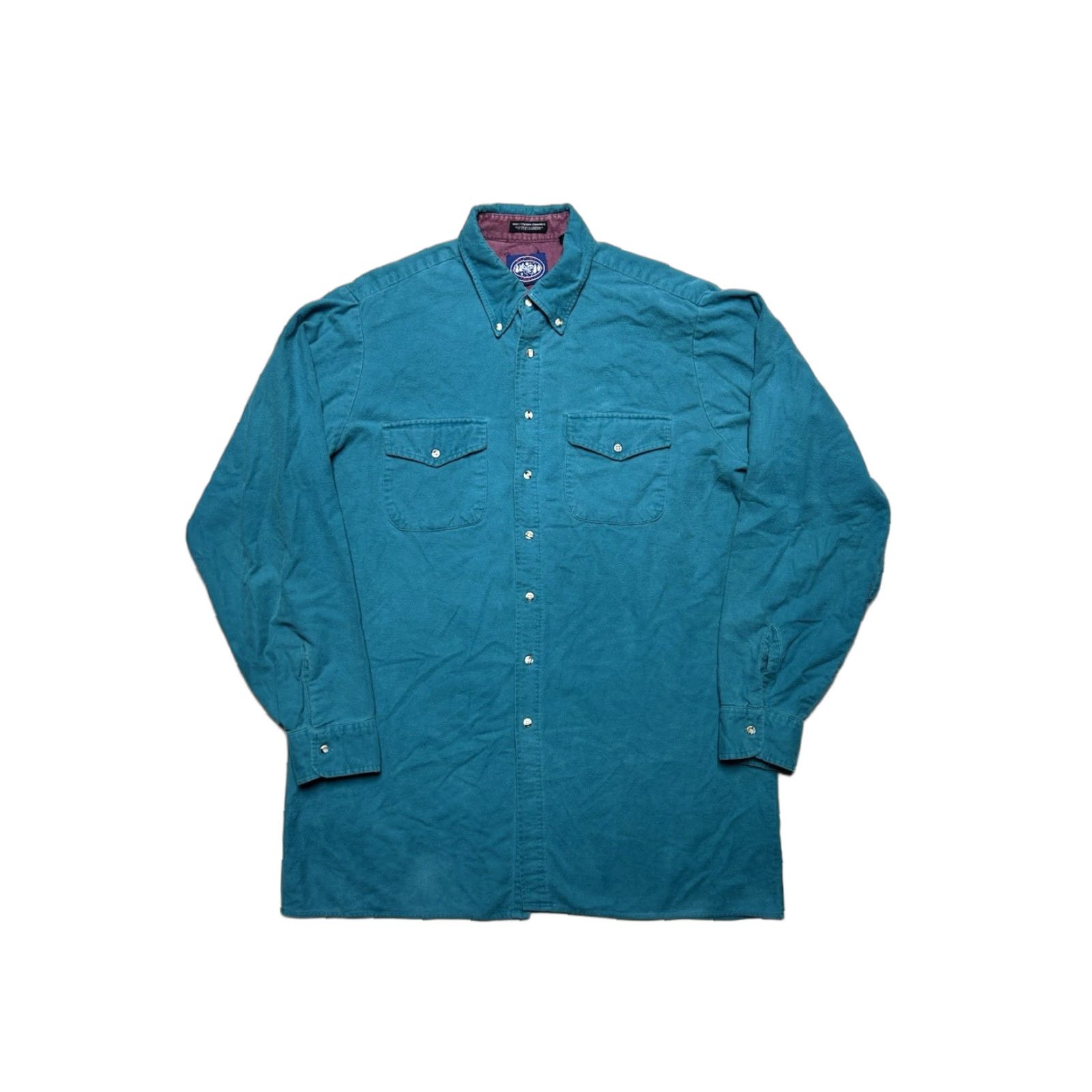 Vintage VINTAGE Alpine Trail Button-Up Shirt Chamois Cotton Soft Turquoise Blue XL Tall Men Long Sleeve Blue Shirt Big & Tall Mens Size US XL / EU 56 / 4 - 1 Thumbnail