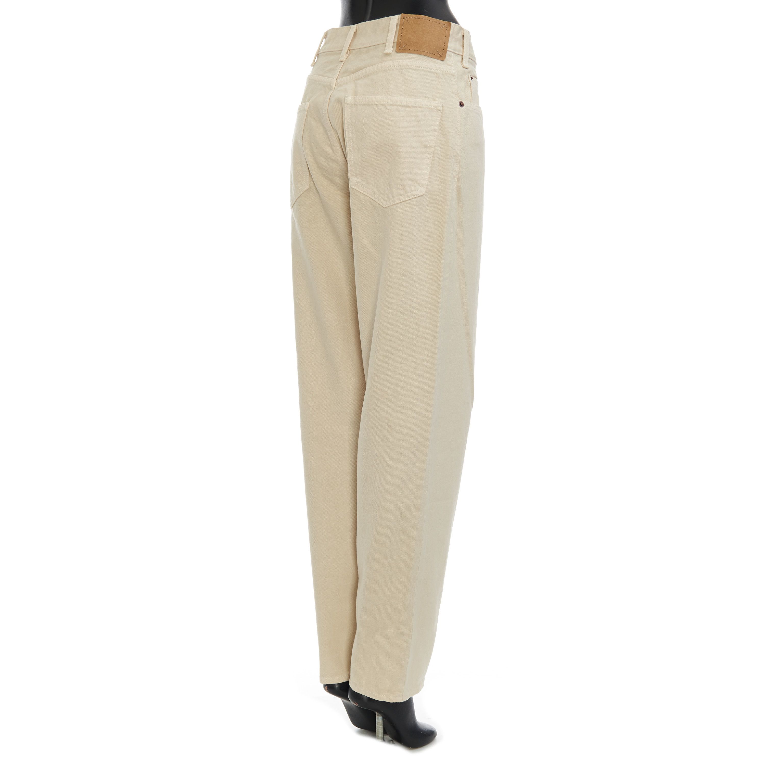 Celine High Waisted Margaret Jeans In Cream Wash Cotton Size 32" / US 10 / IT 46 - 6 Thumbnail
