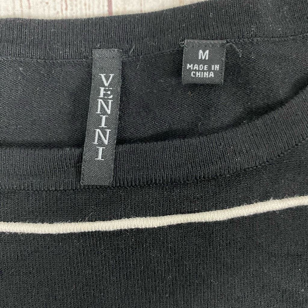 Other Venini women M scoopneck stripe sweater 3/4 sleeves black & Size M / US 6-8 / IT 42-44 - 6 Thumbnail