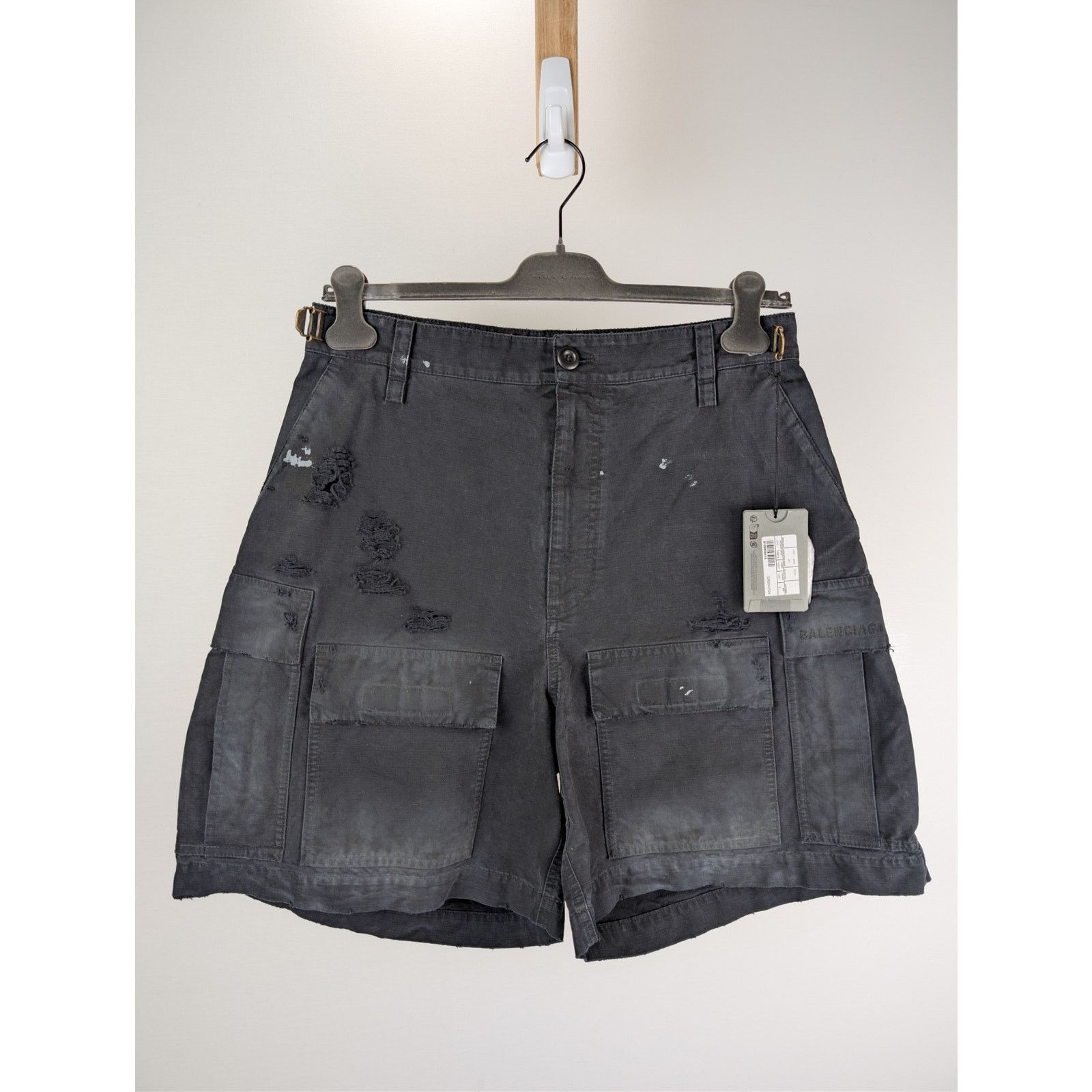 Balenciaga o1rshd1 Cotton Ripstop Shorts in Black Size US 30 / EU 46 - 2 Thumbnail