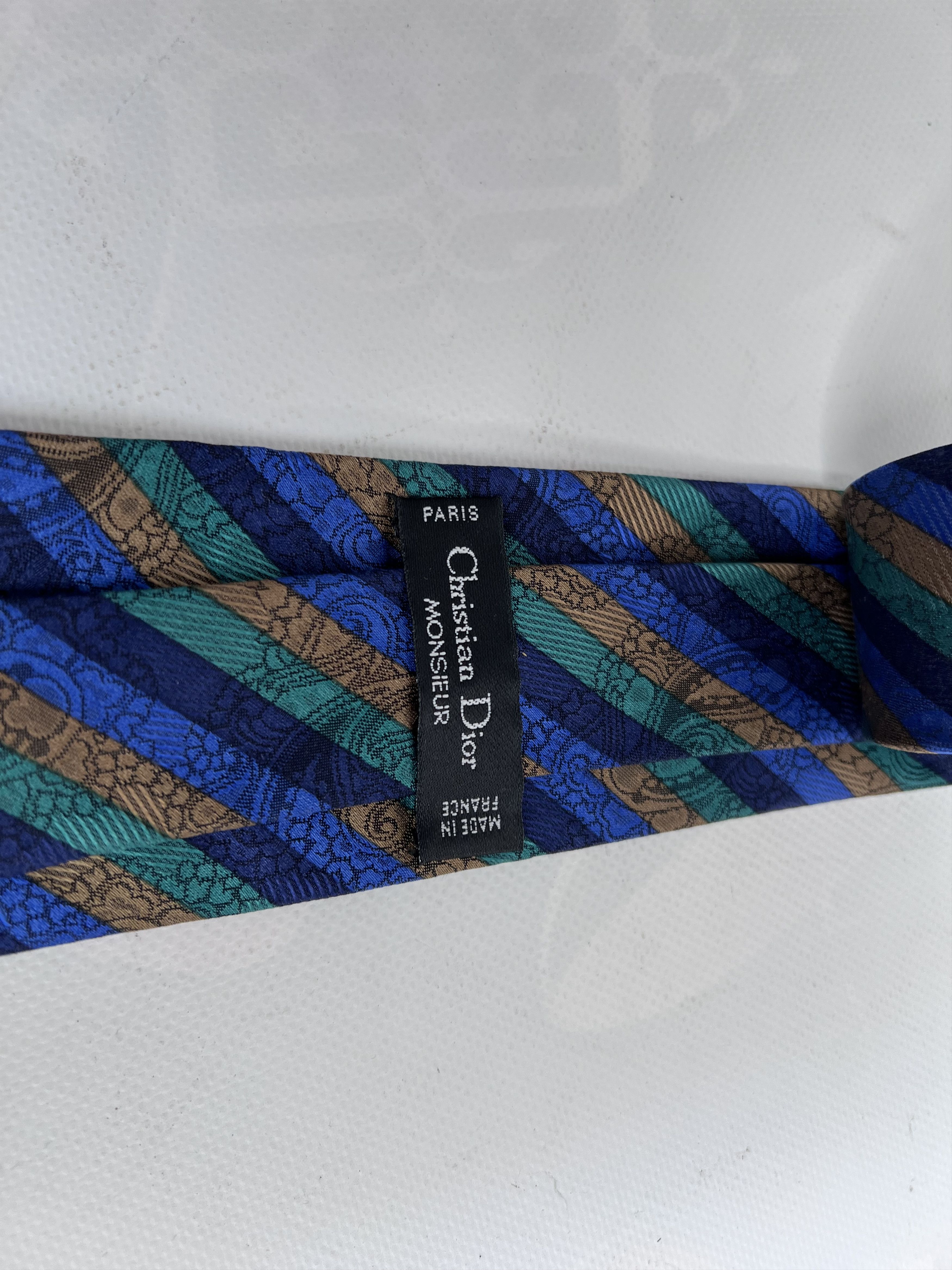 Christian Dior Monsieur VINTAGE CHRISTIAN DIOR MONSIEUR NECK TIE STRIPED MADE FRANCE Size ONE SIZE - 5 Thumbnail