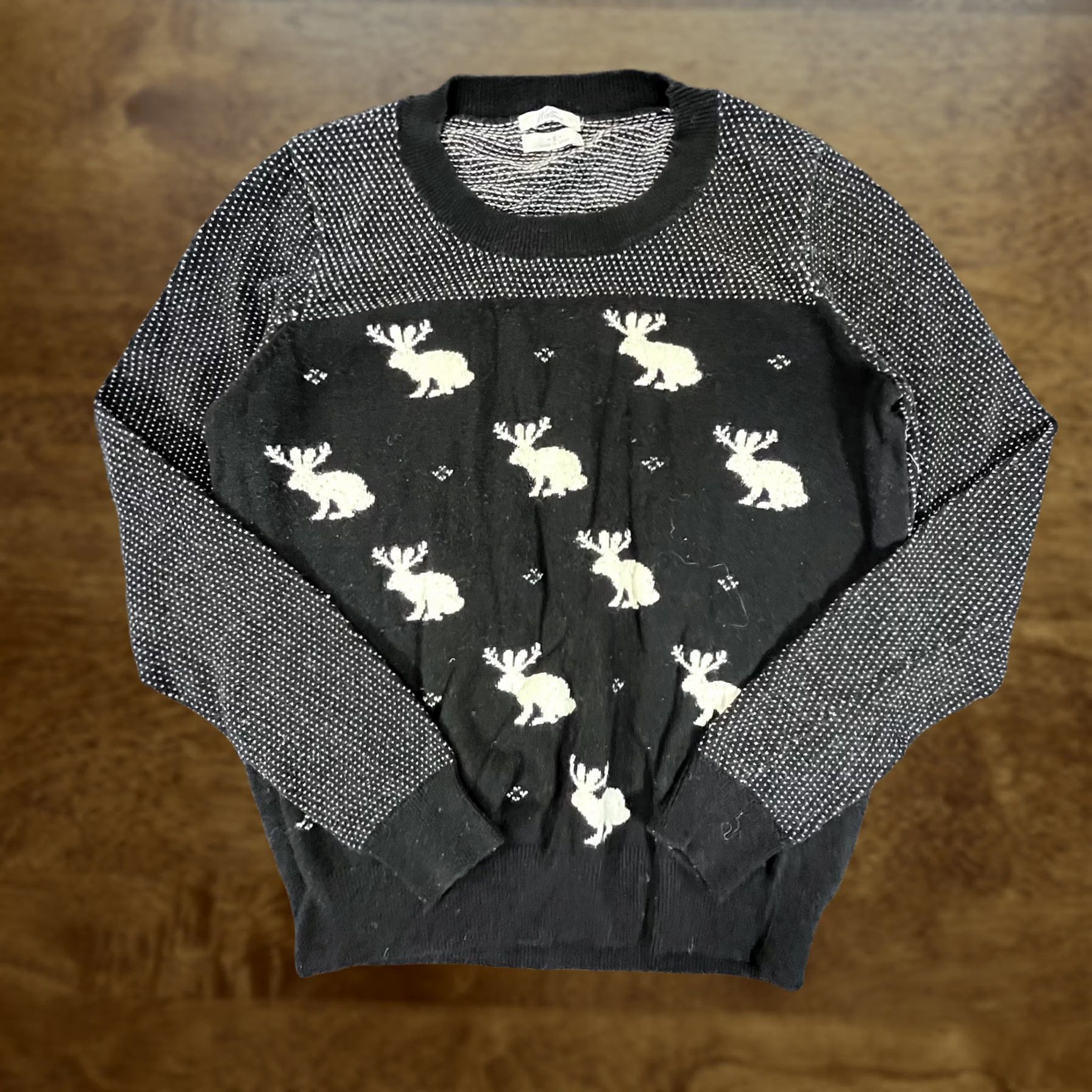 MZ Wallace Wallace Black Sweater Womens Small Jackalope Animal Print Crewneck Pullover Size S / US 4 / IT 40 - 1 Thumbnail