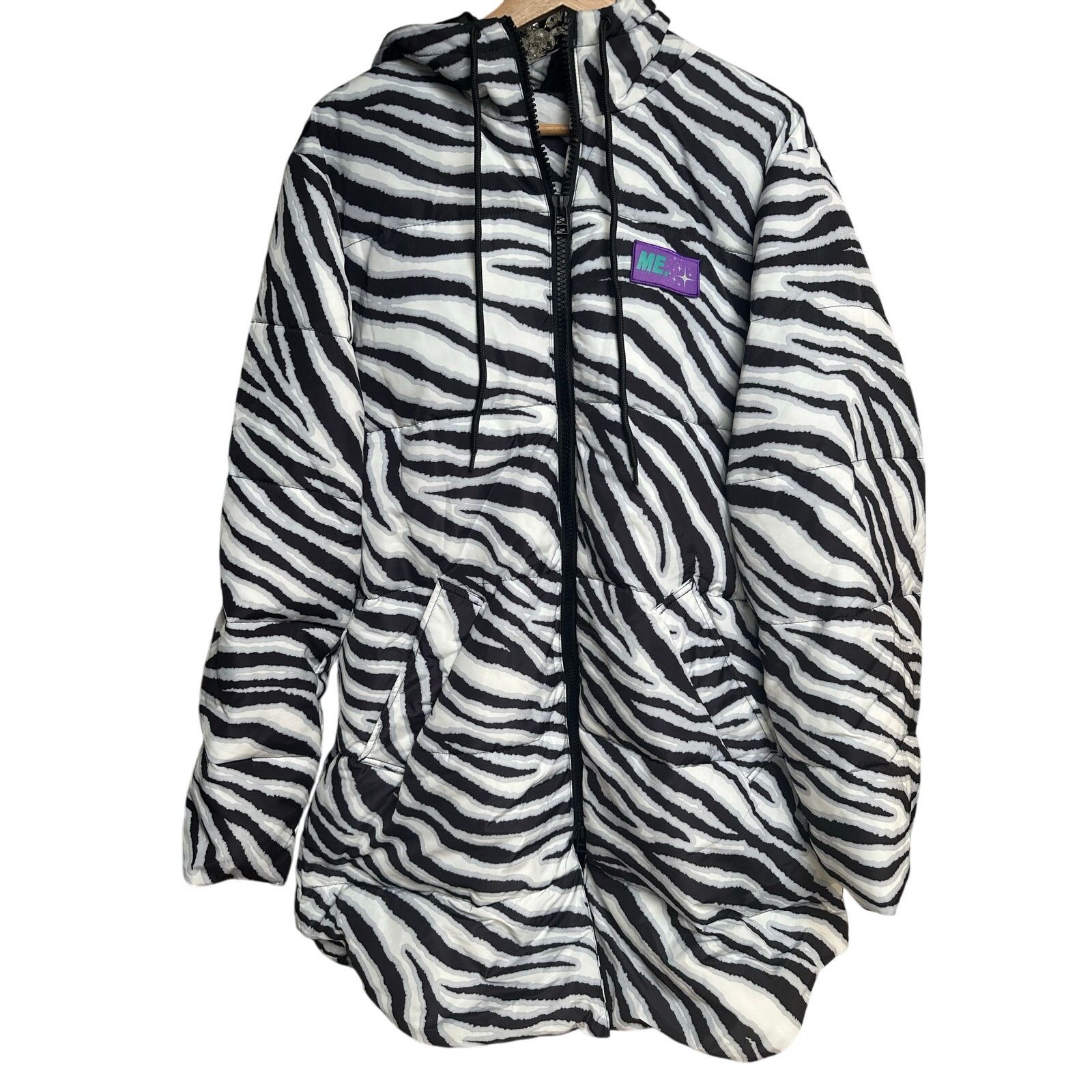 Melody Ehsani Zebra Puffer Jacket Size S NEW