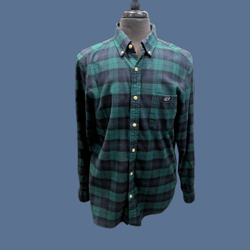Vineyard Vines Vineyard Vines Mens Medium Green Blue Flannel Plaid Shirt Classic Fit Button-Up Shirt Mens Size US M / EU 48-50 / 2 - 1 Thumbnail