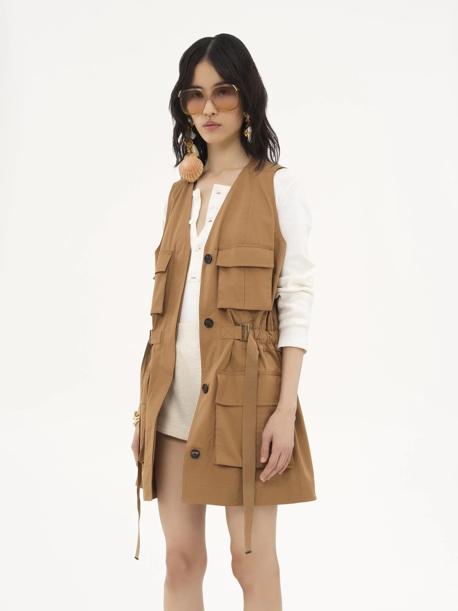 Chloe o1loc1c10326 Utilitarian Vest in Golden Brown Size S / US 4 / IT 40 - 3 Thumbnail