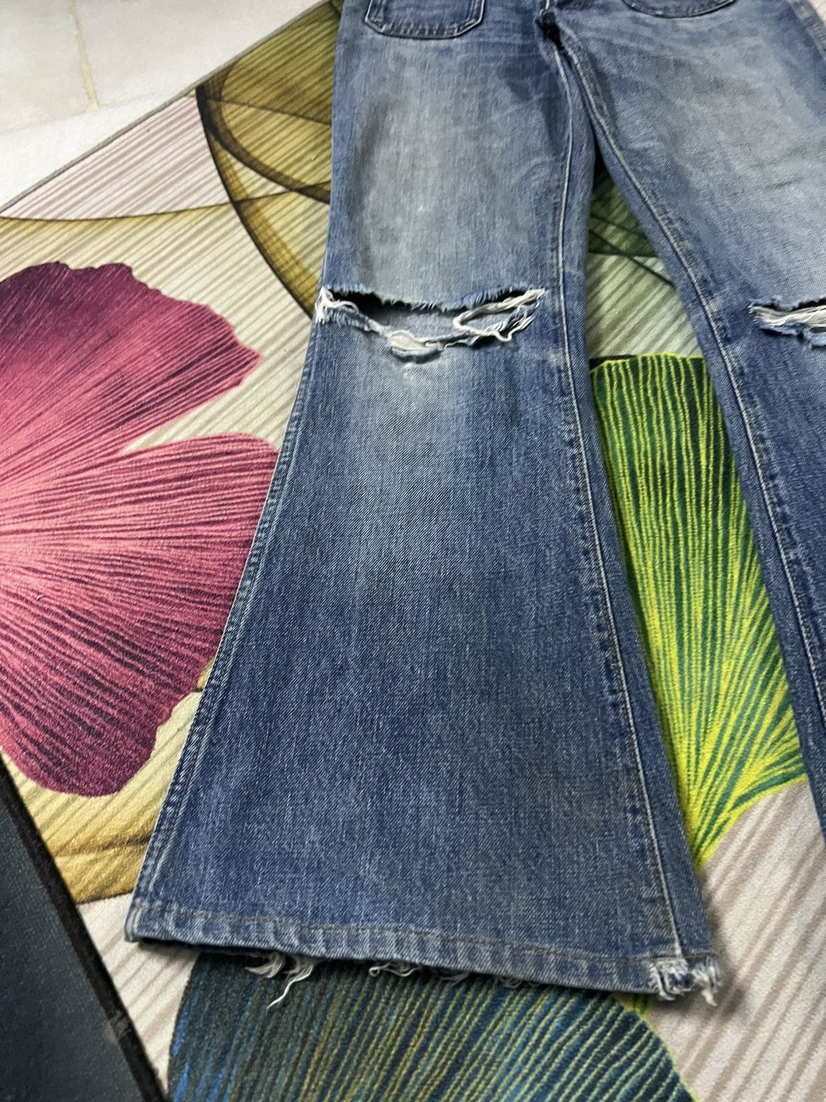 Japanese Brand 💥Flare💥Vintage Big John Bush Pants Bell Bottom Distress Jean Size US 29 - 7 Thumbnail