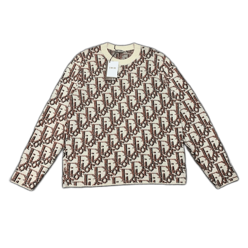 Dior Dior Brown Knit Sweater With Logo Print-yf Size US L / EU 52-54 / 3 - 1 Thumbnail