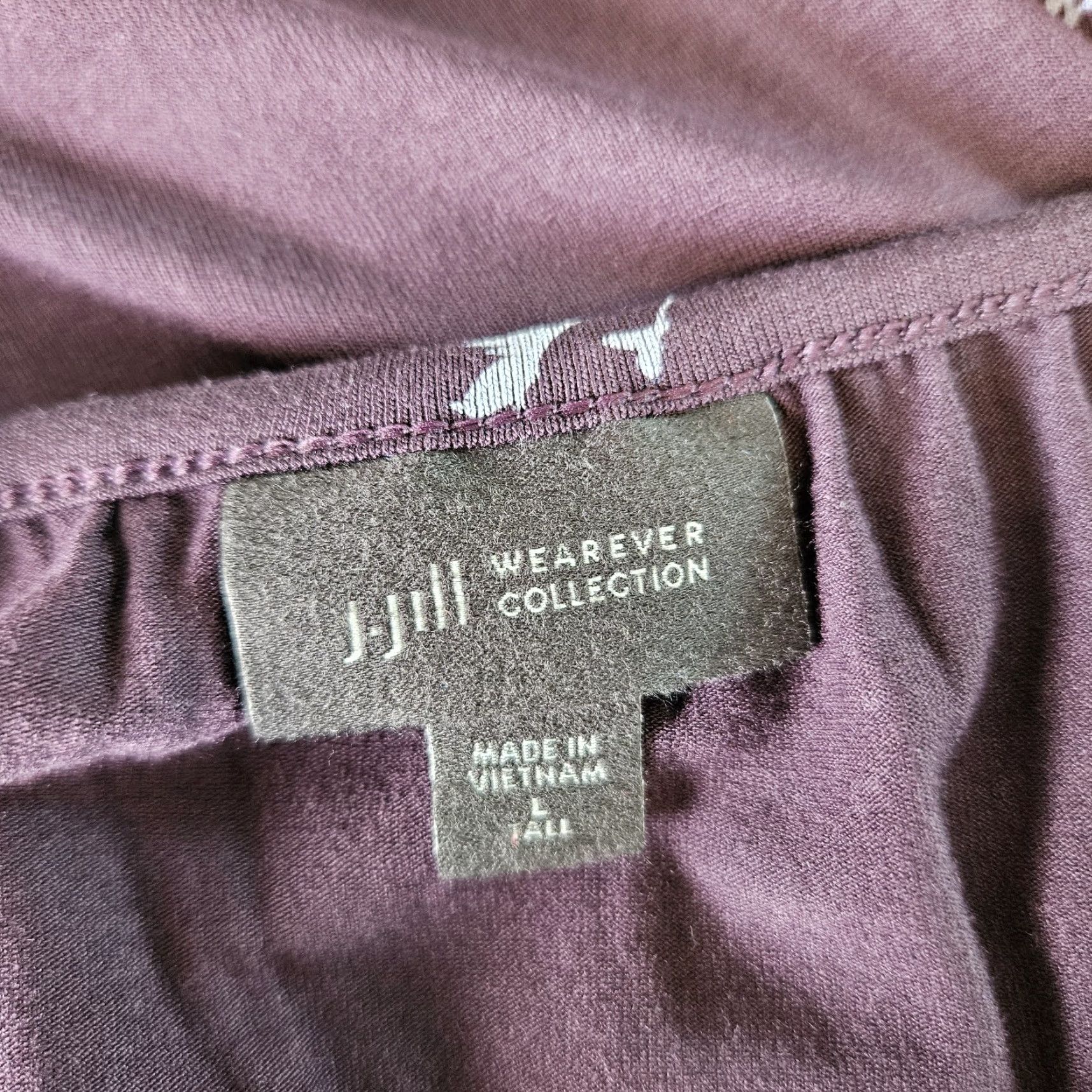 J. Jill J Jill Wearever Collection Tunic Top Womens Blouse L Tall Purple Floral 3/4 Sleeve Scoop Neck Pullover Knit Rayon Spandex Size L / US 10 / IT 46 - 5 Thumbnail