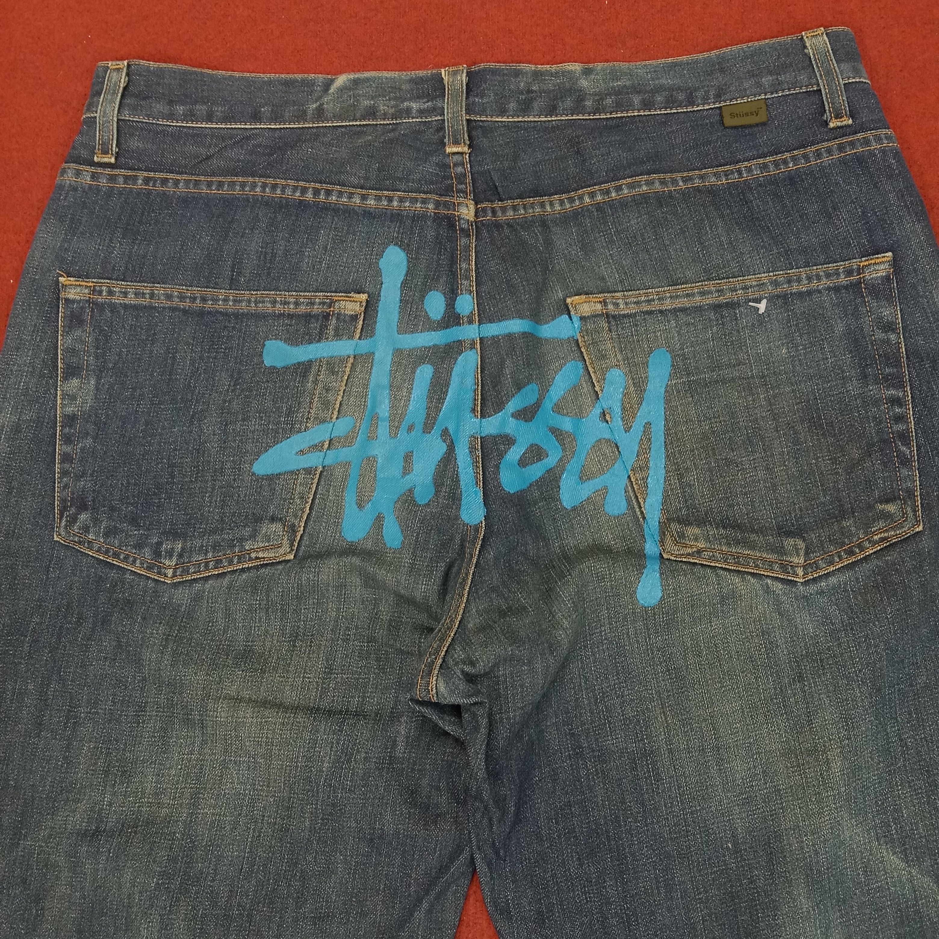 Stussy × Vintage Stussy Streetwear Custom Art Logo Style Jeans Size US 36 / EU 52 - 2 Thumbnail