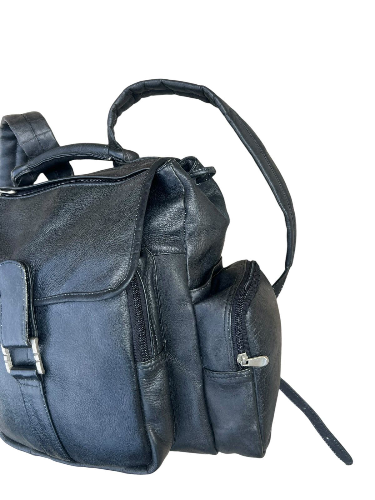 Leather Vintage PIEL Hand Made All Leather Black Backpack Bag Size ONE SIZE - 7 Thumbnail