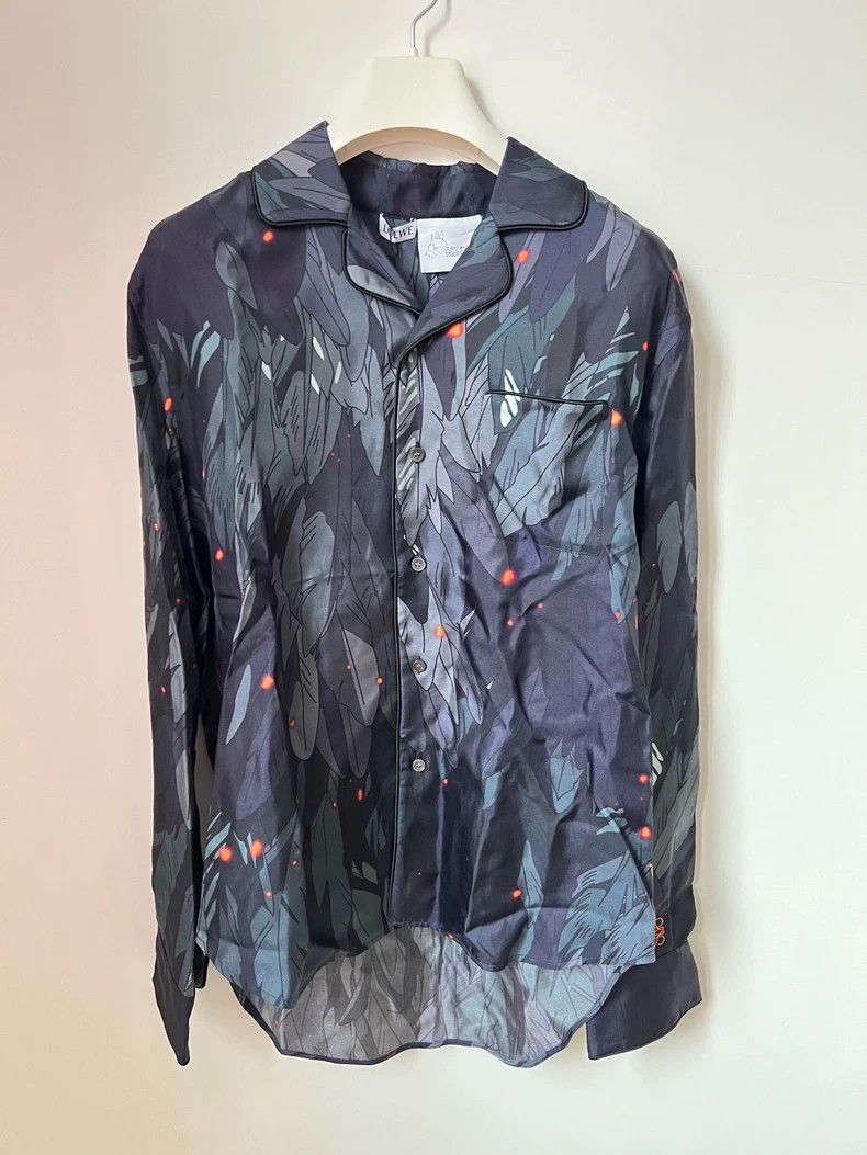 Loewe Loewe Feather Print Silk Button-Up Shirt - dmc Size US S / EU 44-46 / 1 - 1 Thumbnail