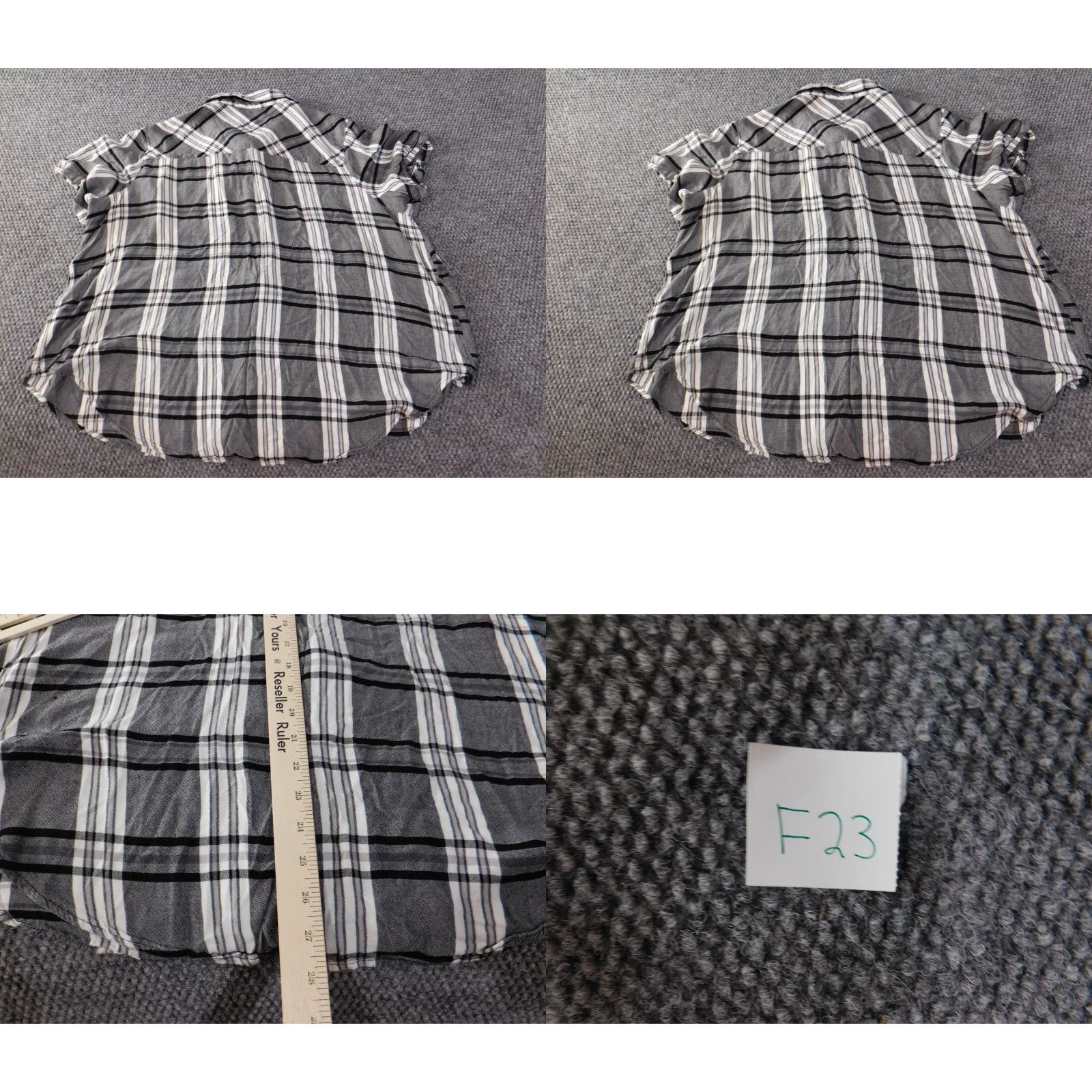 Vintage CJ Banks Button-Up Tunic Shirt 2X Gray Womens Plaid Rayon Short Sleeve Button Front Casual Classic Size XXL / US 16-18 / IT 52-54 - 8 Thumbnail