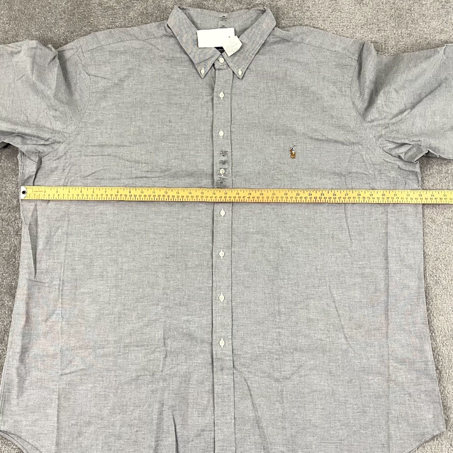 VINTAGE Ralph Lauren Shirt Mens 4XLT Tall Long Sleeve Button-Down Collared Cotton Gray Casual