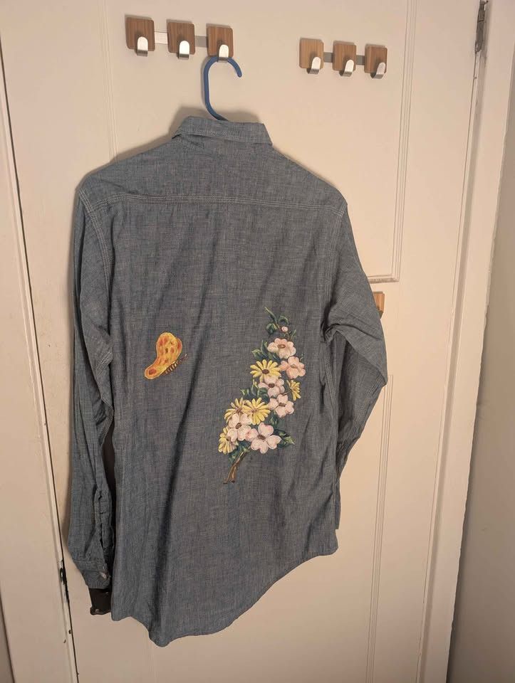 JCPenney 70s Vintage Painted Big Mac Work shirt Chambray Size US M / EU 48-50 / 2 - 5 Thumbnail