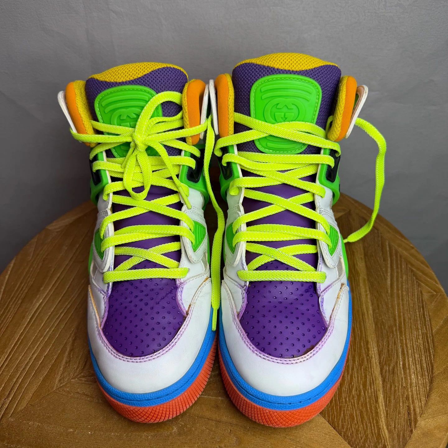 Gucci GUCCI Basket Retro Sneakers White Green Purple 40 95% New Size US 7 / EU 40 - 4 Thumbnail