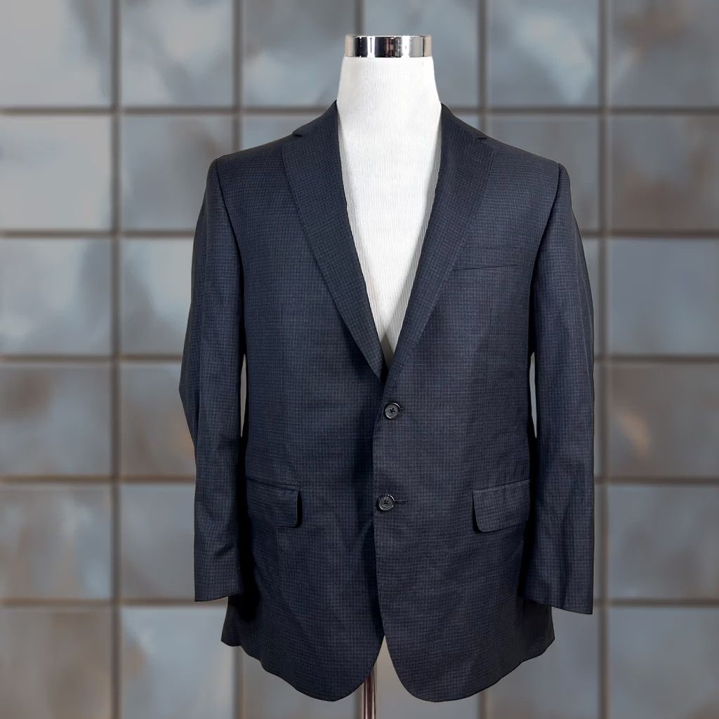 David Donahue David Donahue Sport Coat 44R Gray Wool Plaid Two-Button Double-Vented Jacket Men's Regular Size US XS / EU 42 / 0 - 1 Thumbnail