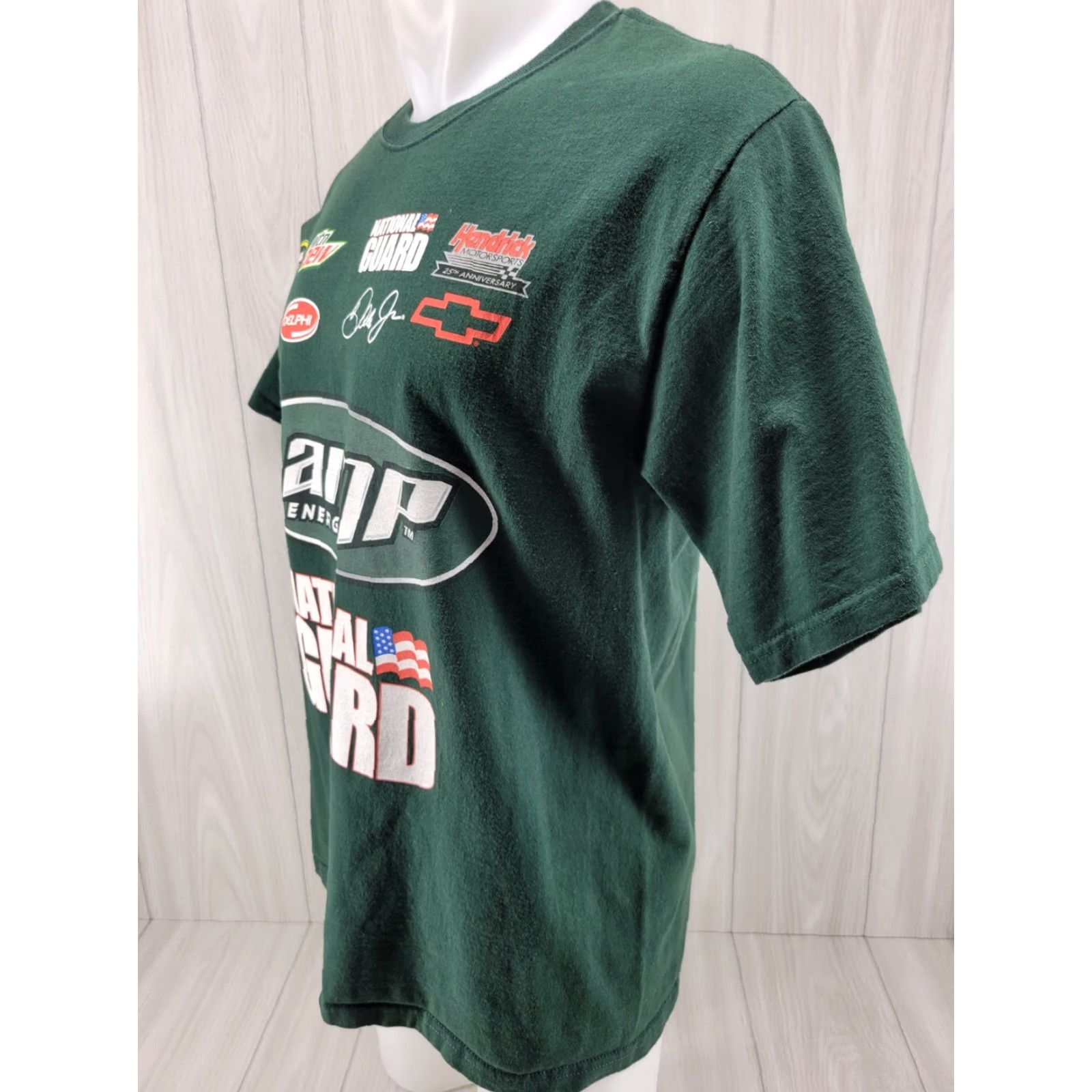 Vintage VINTAGE Chase NASCAR T-Shirt Shirt Men L Green Dale Earnhardt Jr. #88 Mountain Dew National Guard 90s Mens Size US L / EU 52-54 / 3 - 3 Thumbnail