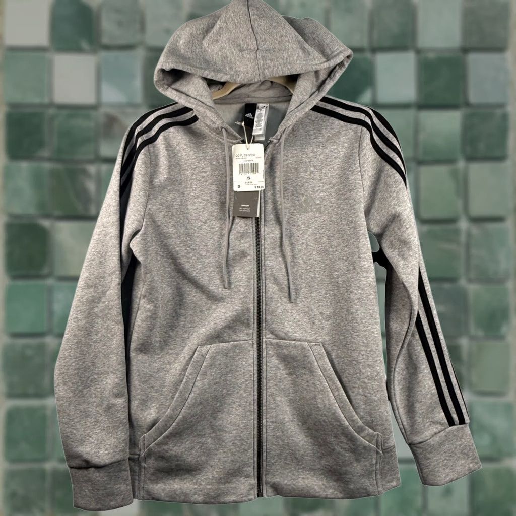 Adidas Adidas Men Small Core Fleece 3-Stripes Full Zip Hoodie Athleisure NWT Sportswear Grey Size US S / EU 44-46 / 1 - 1 Thumbnail