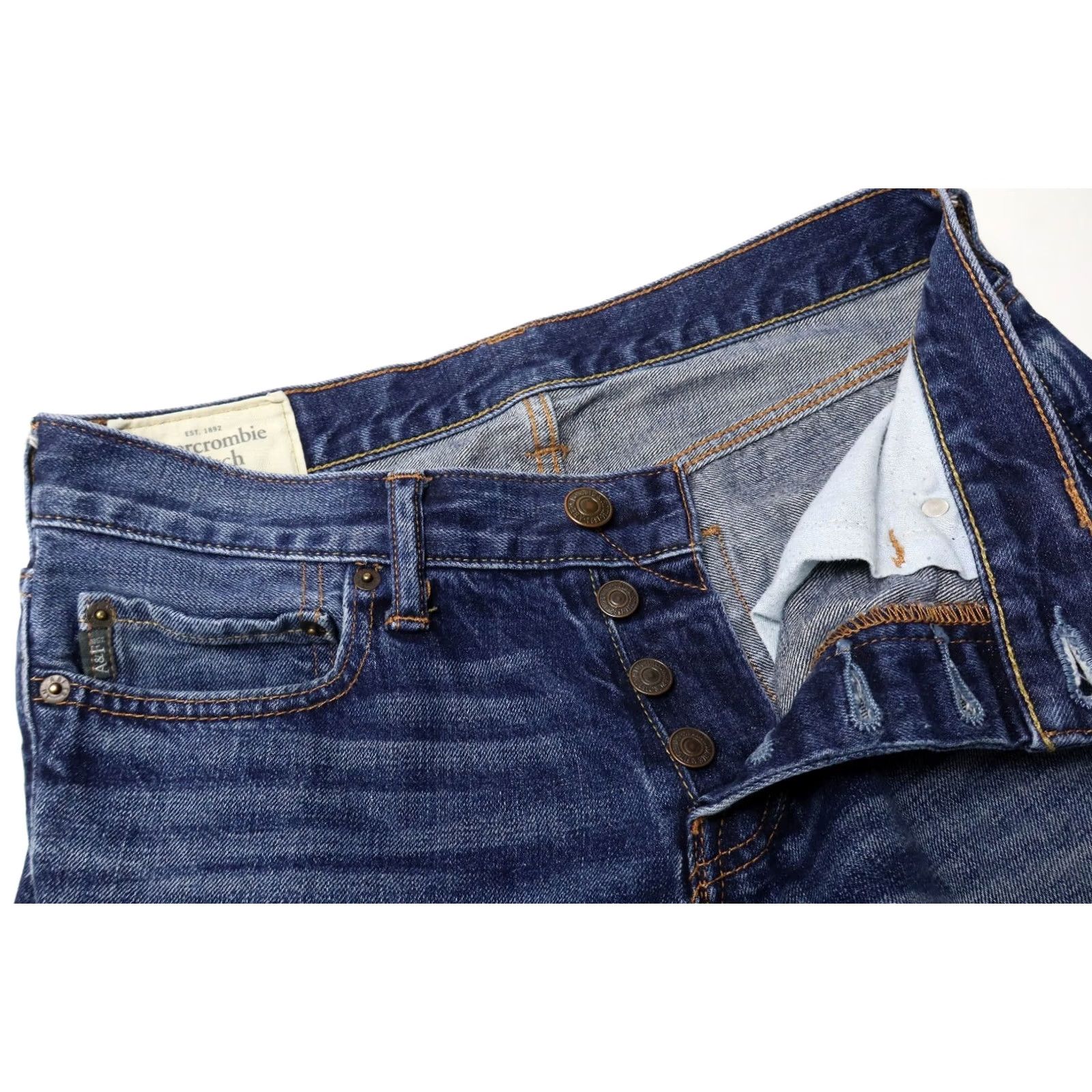 Abercrombie & Fitch Abercrombie & Fitch Jeans Men W30/L32 Faded Whiskers Button Fly Straight Size US 30 / EU 46 - 4 Thumbnail