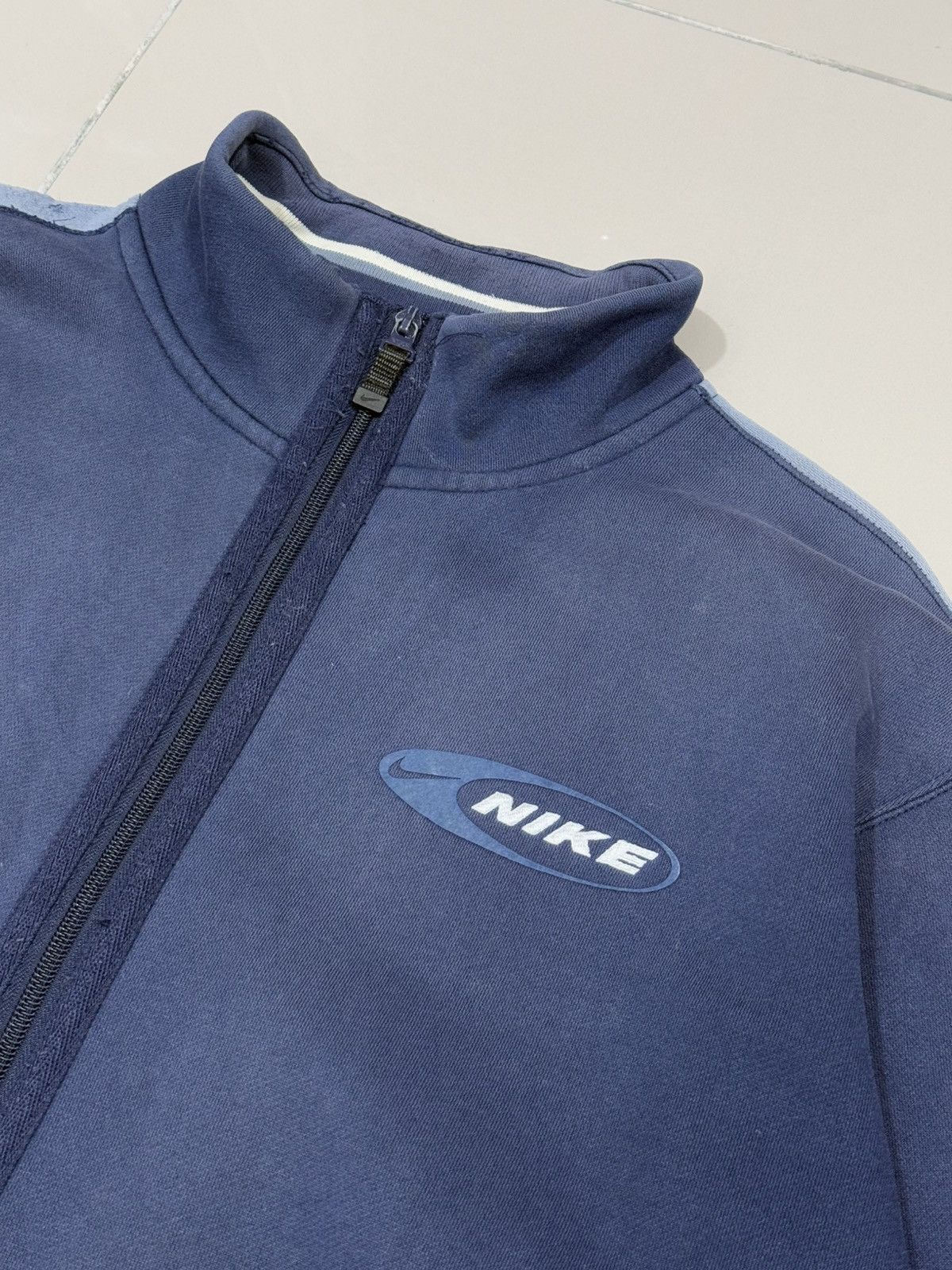 Nike × Vintage Trashed Nike Zipper Sweater Size US M / EU 48-50 / 2 - 5 Thumbnail