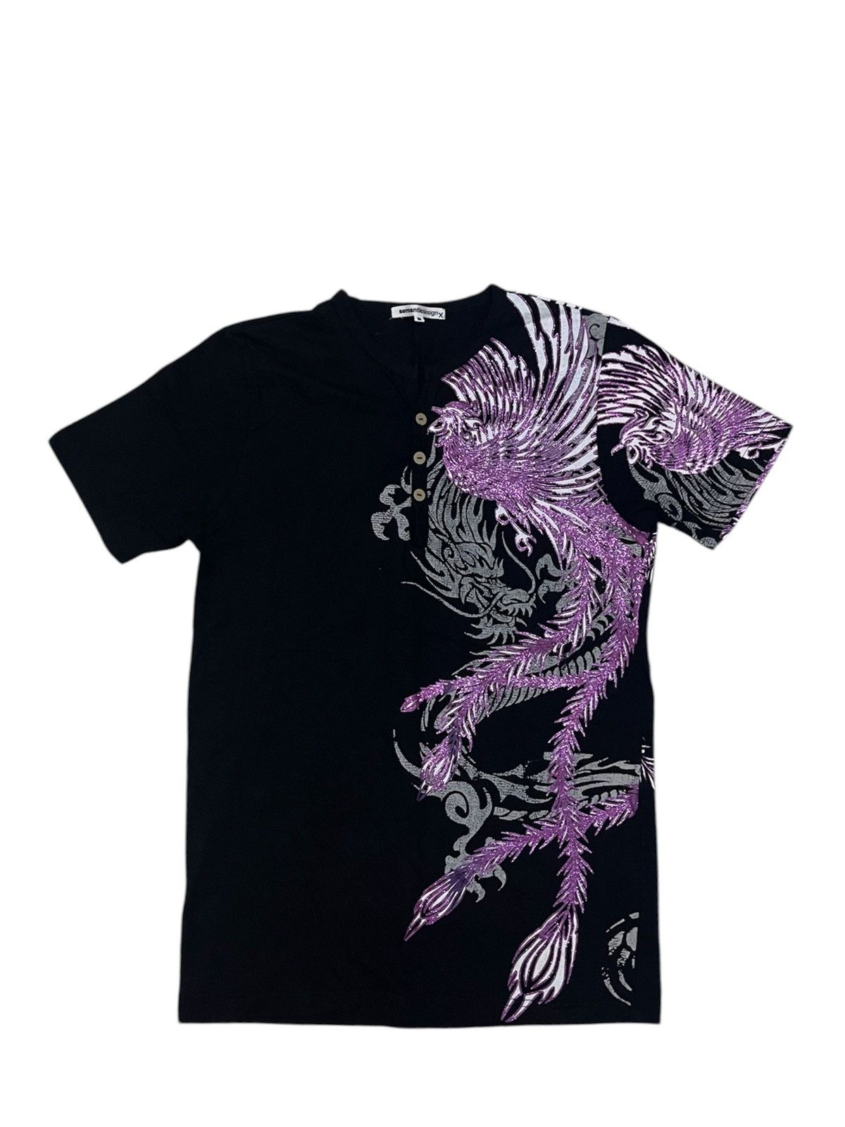 semanticdesign Vintage Semantic Design Sukajan Overprint Henley Tee Size US M / EU 48-50 / 2 - 2 Thumbnail